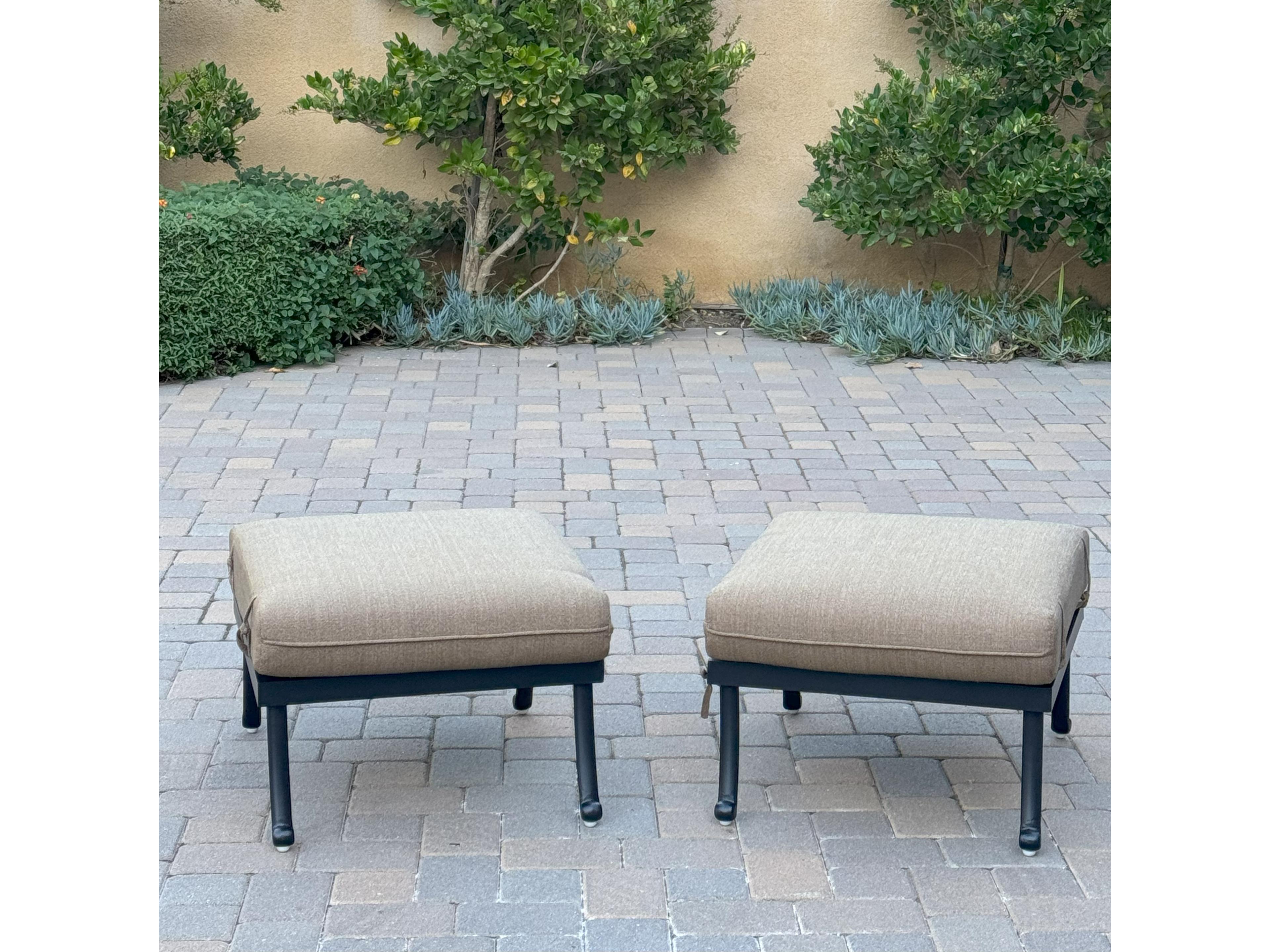 Santa Anita Cast Aluminum Ottoman (Set of 2) with Sunbrella Cushions