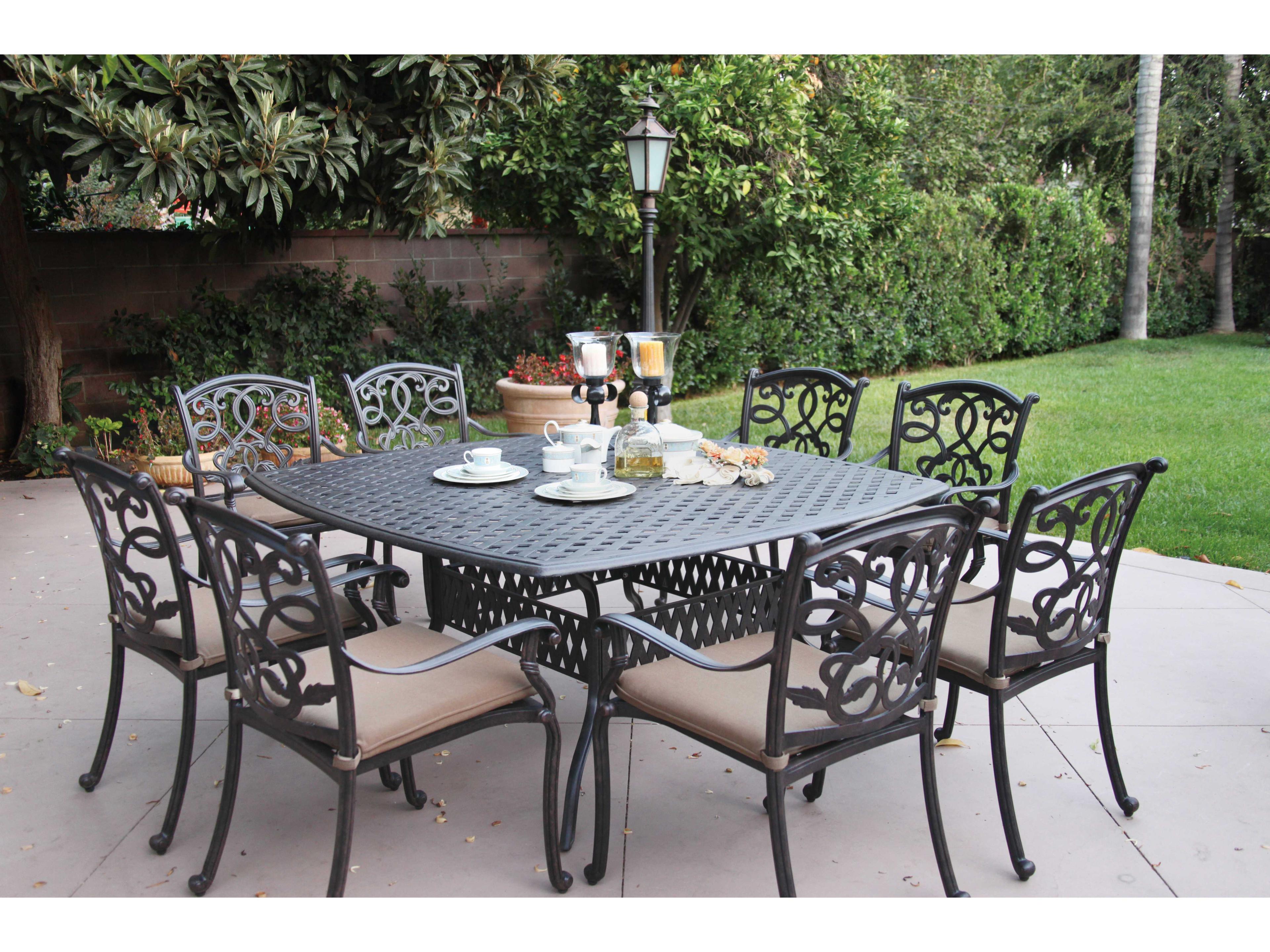 Santa Monica Cushion Antique Bronze Cast Aluminum Dining Set