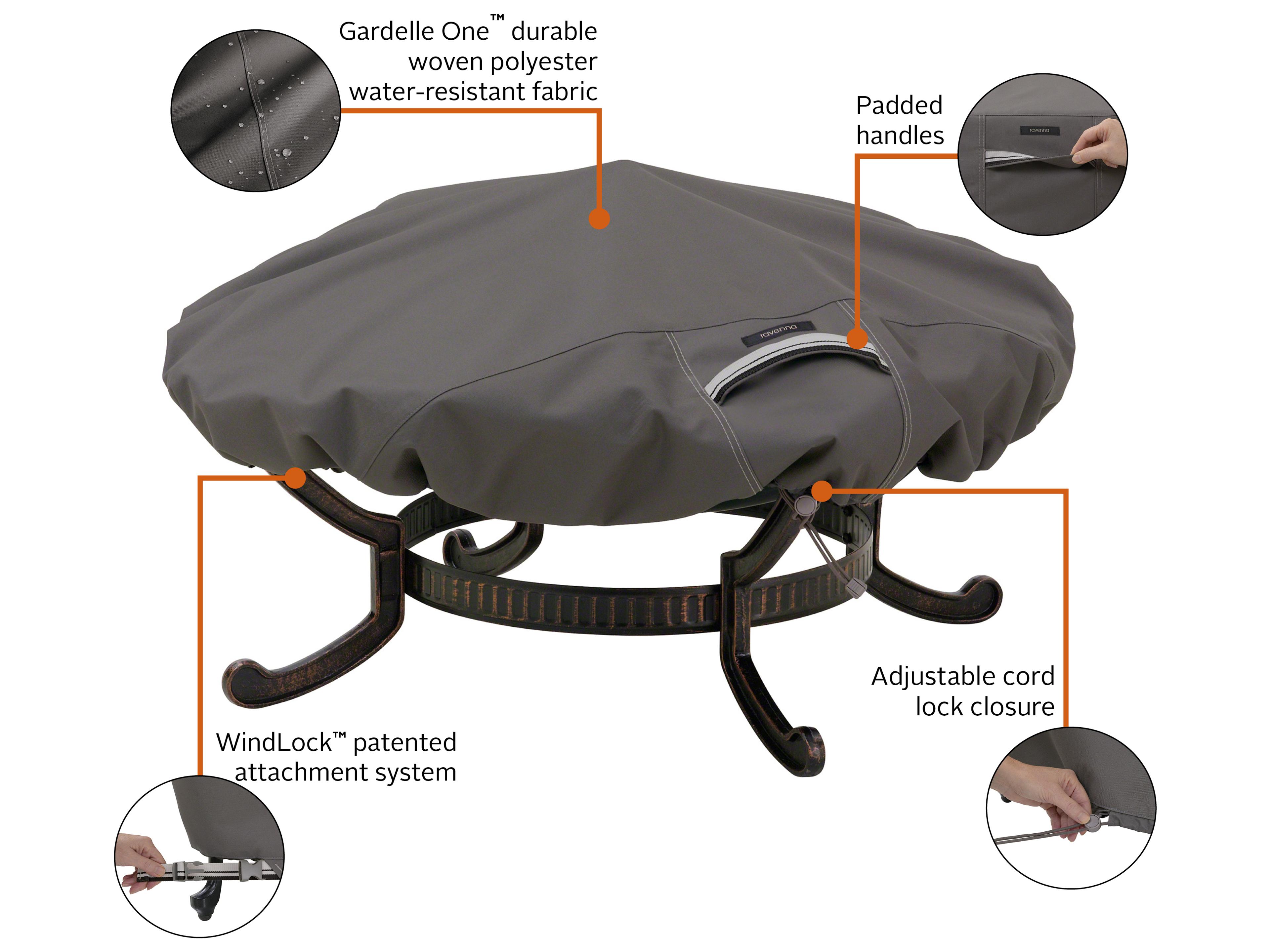 Duck Covers Ravenna Dark Taupe 60 Inch Round Fire Pit Cover