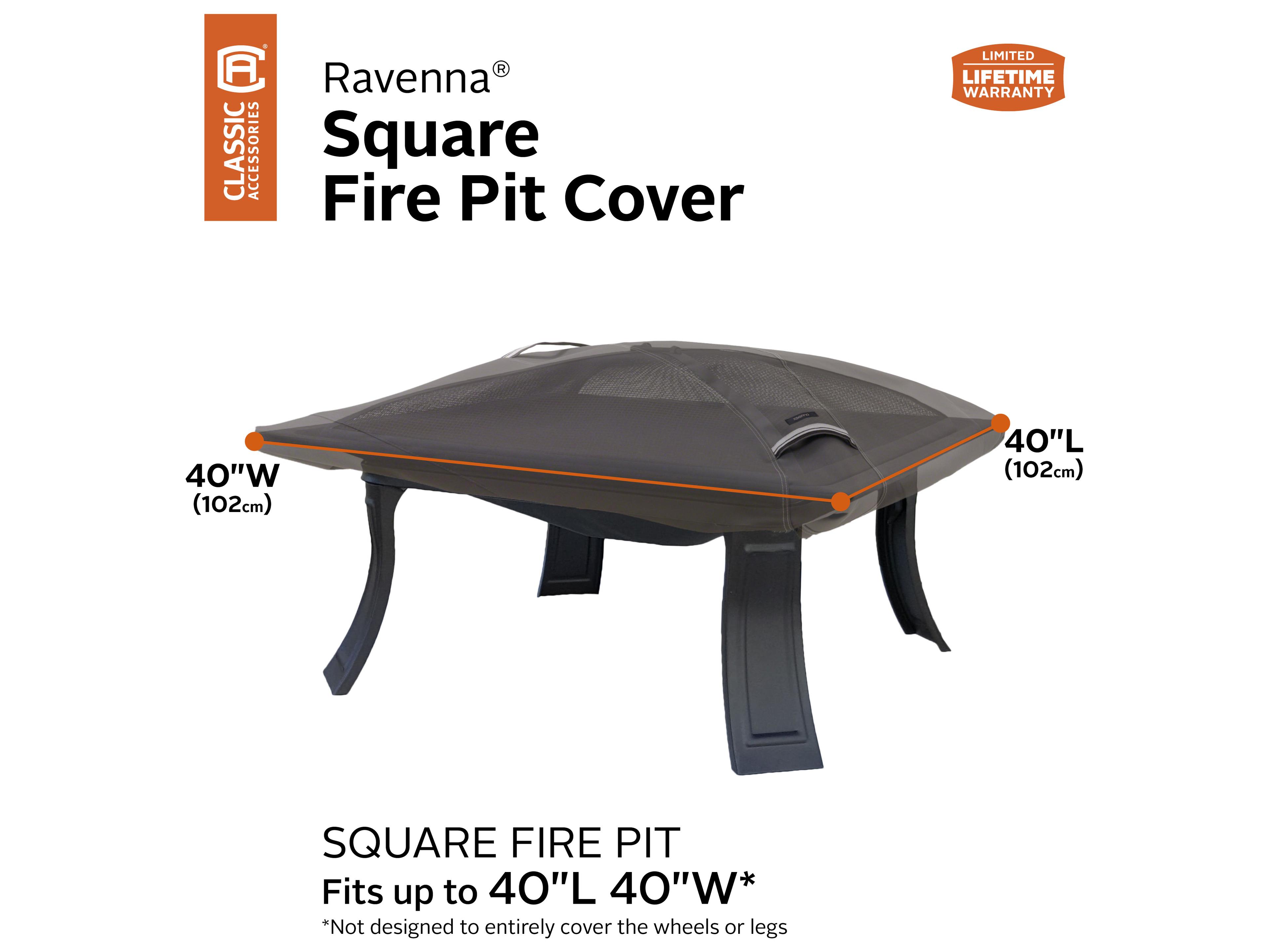 Duck Covers Ravenna Dark Taupe 40 Inch Square Fire Pit Cover