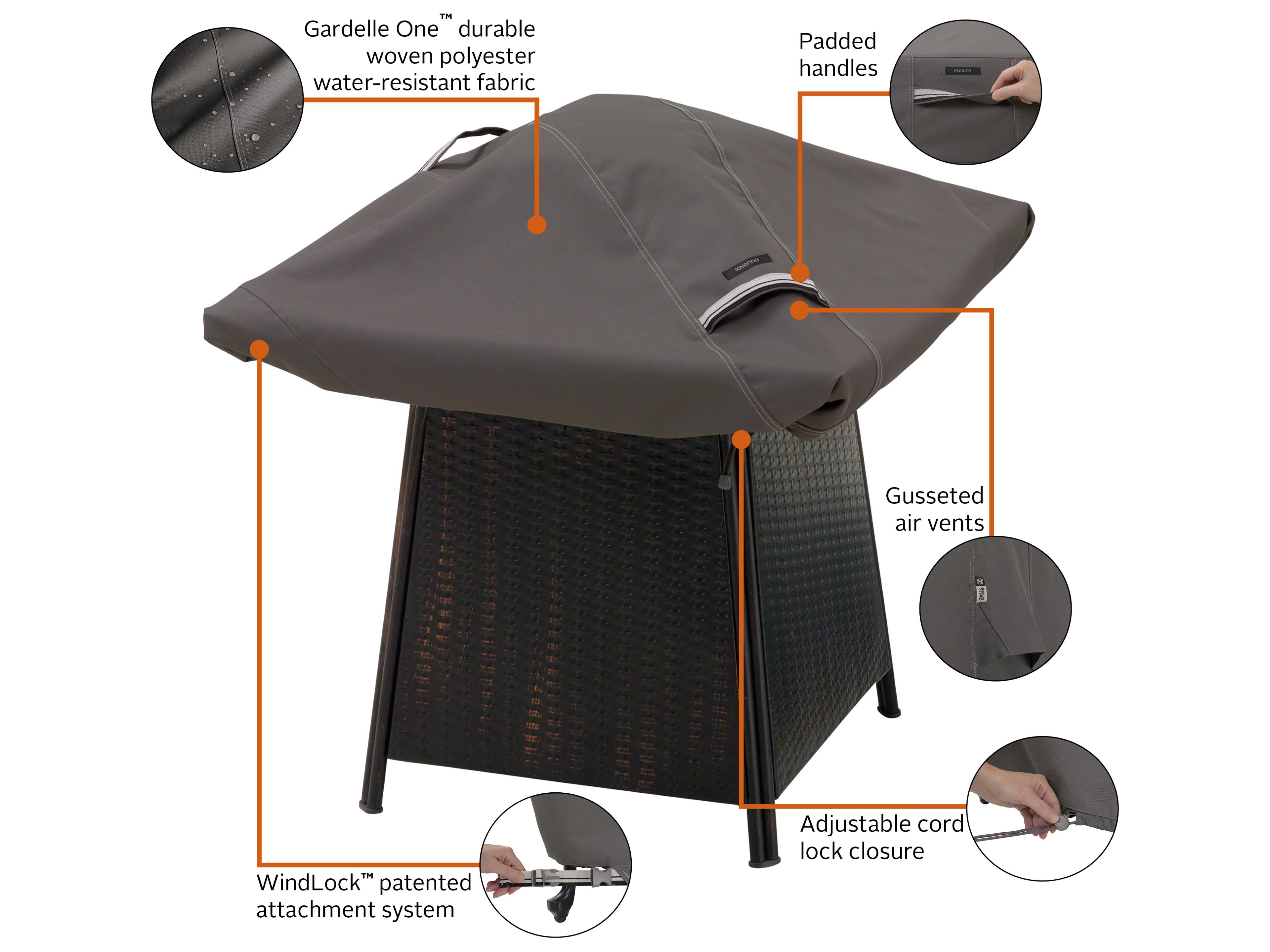 Duck Covers Ravenna Dark Taupe 40 Inch Square Fire Pit Cover