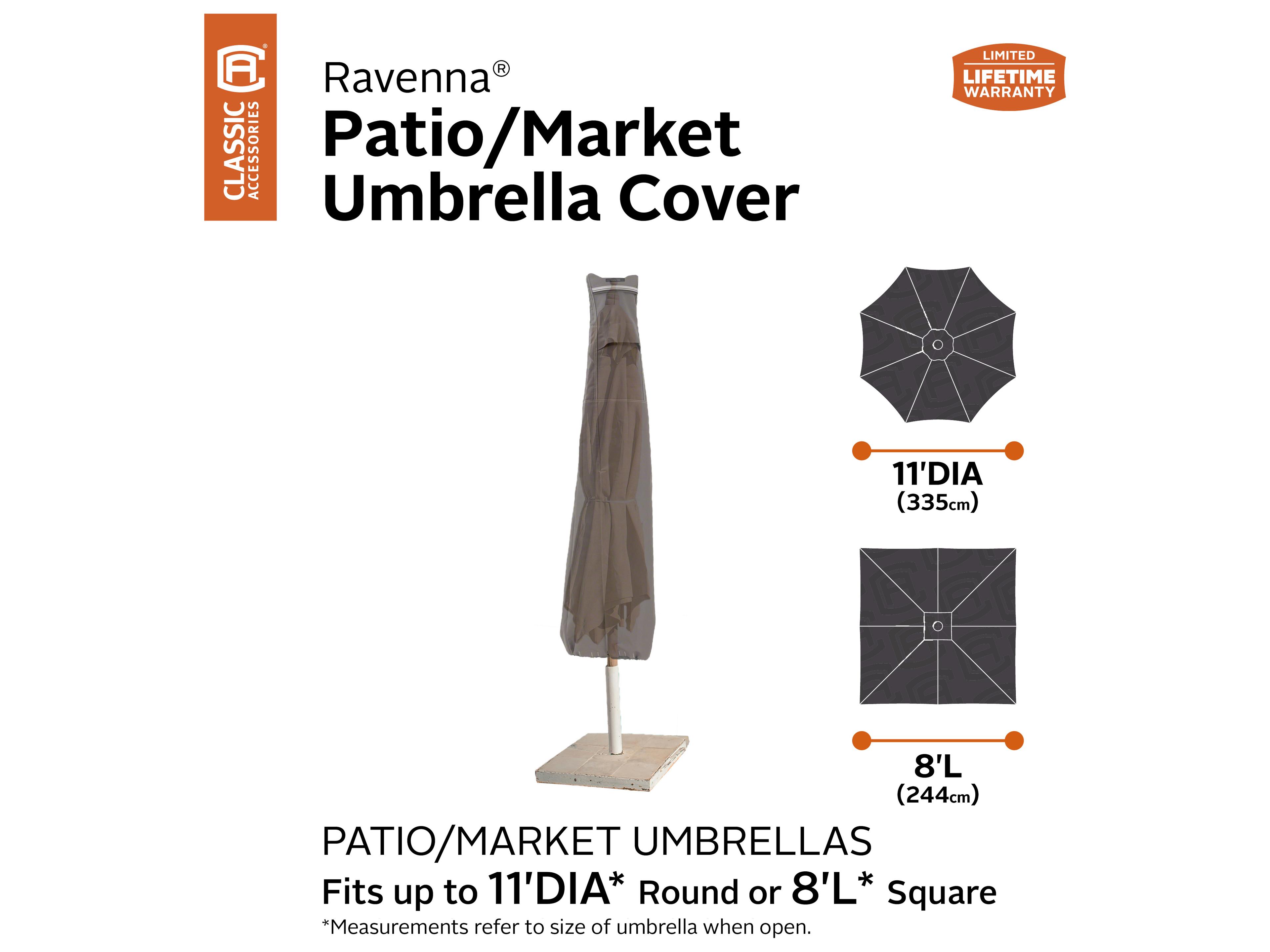 Duck Covers Ravenna Dark Taupe 11 Foot Market Umbrella Cover