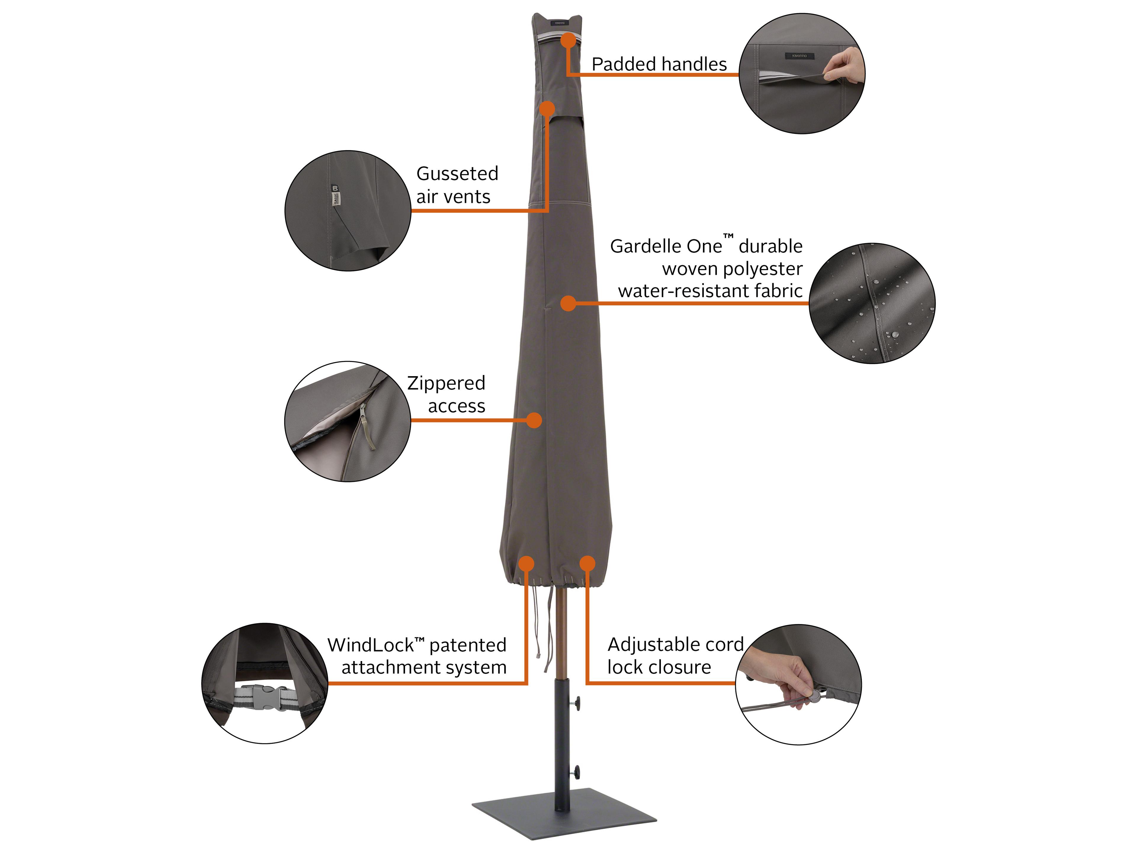 Duck Covers Ravenna Dark Taupe 11 Foot Market Umbrella Cover