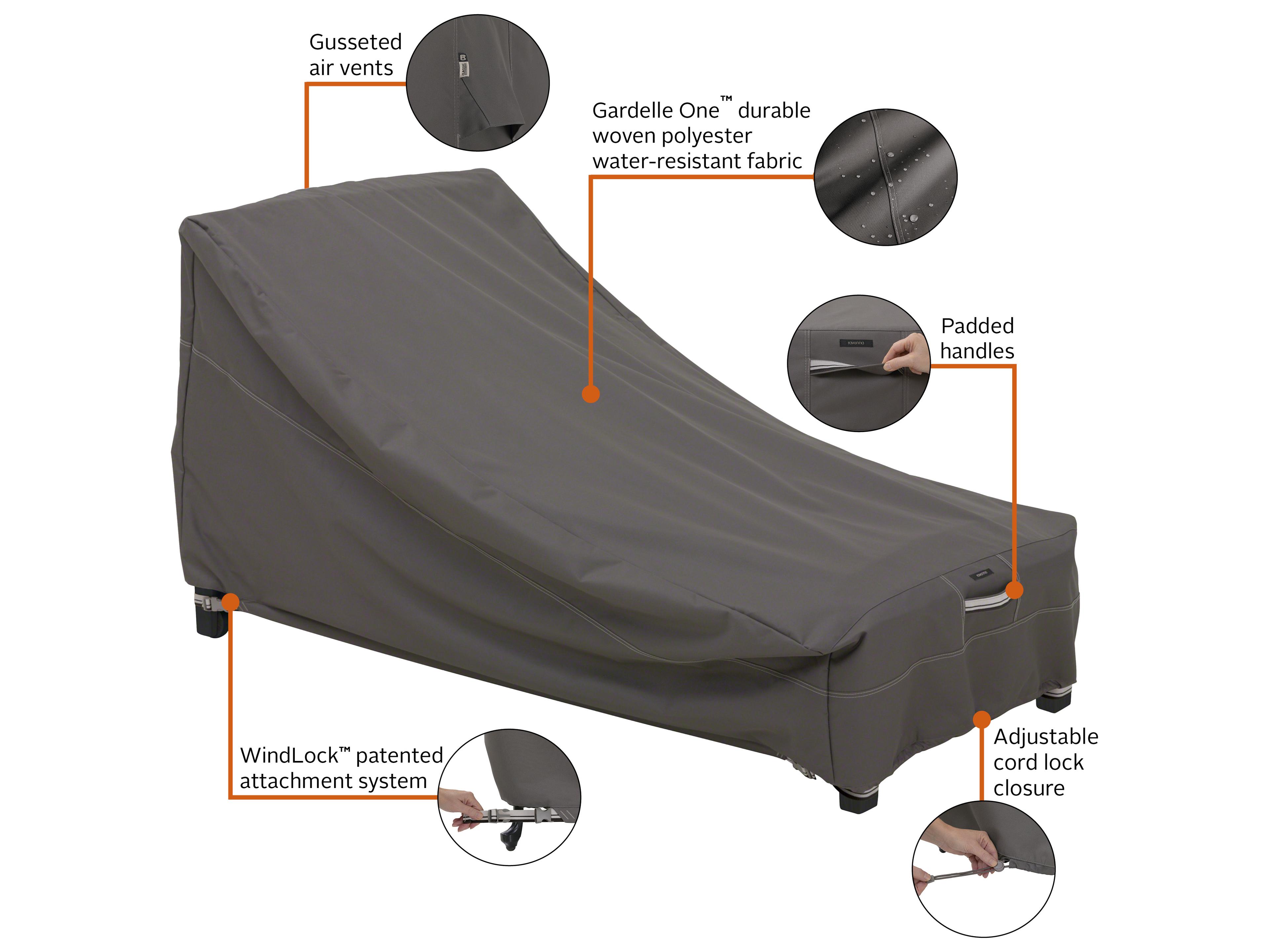 Duck Covers Ravenna Dark Taupe 78 Inch Day Chaise Lounge Cover