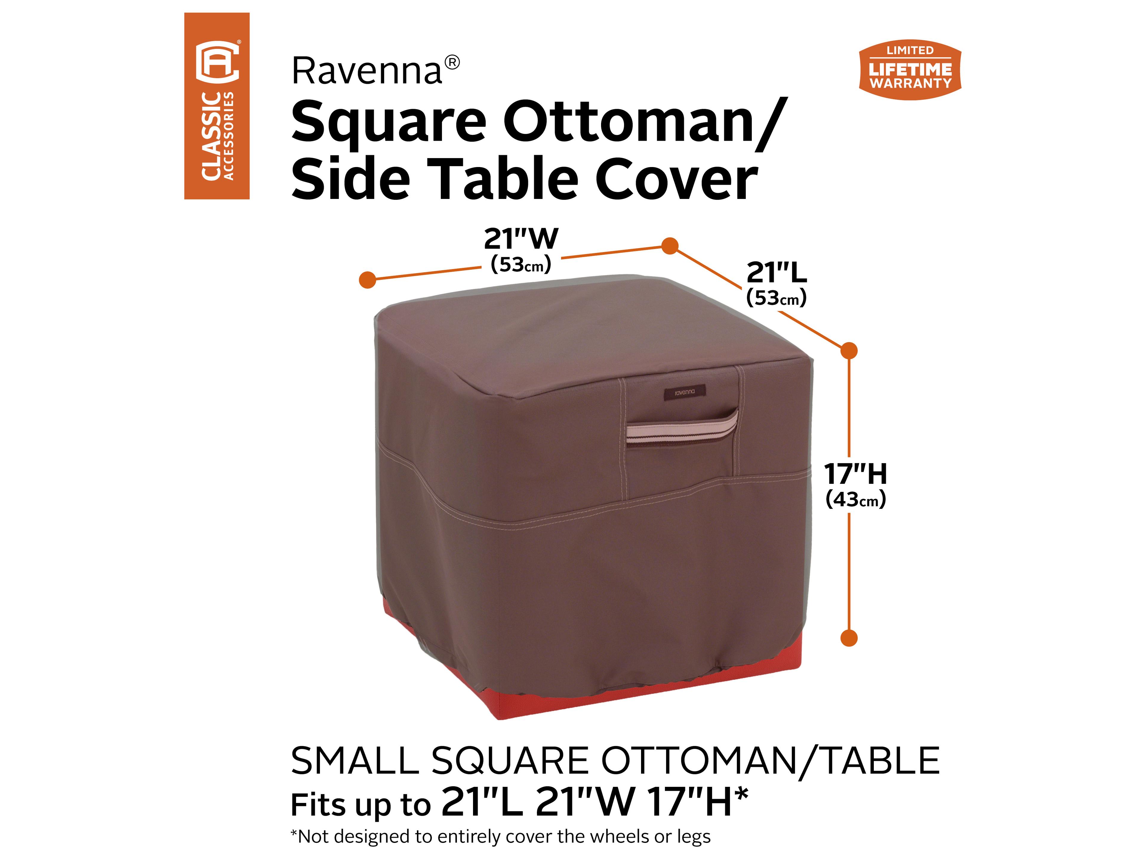 Duck Covers Ravenna Dark Taupe 21 Inch Square Ottoman/Table Cover