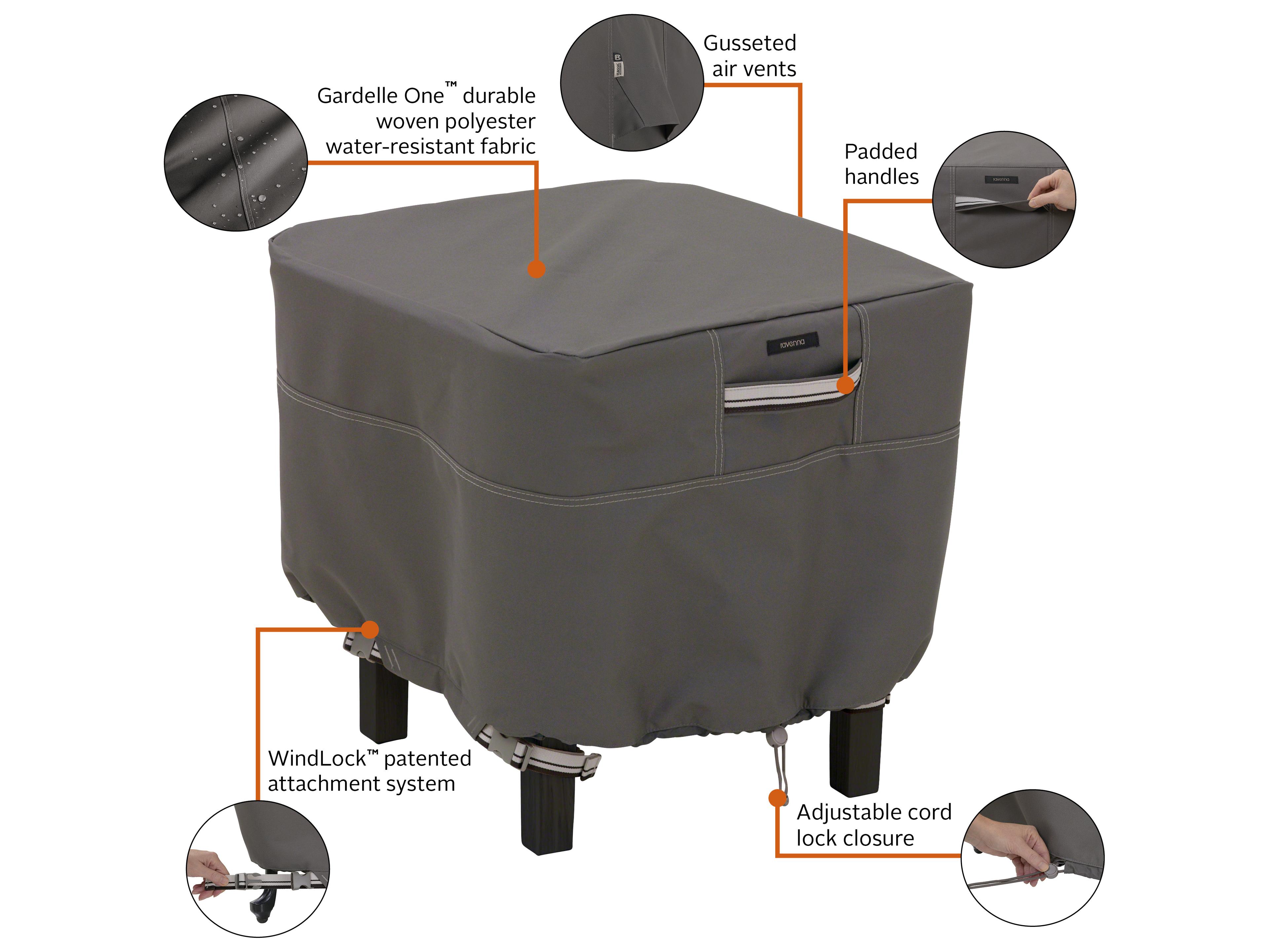 Duck Covers Ravenna Dark Taupe 21 Inch Square Ottoman/Table Cover