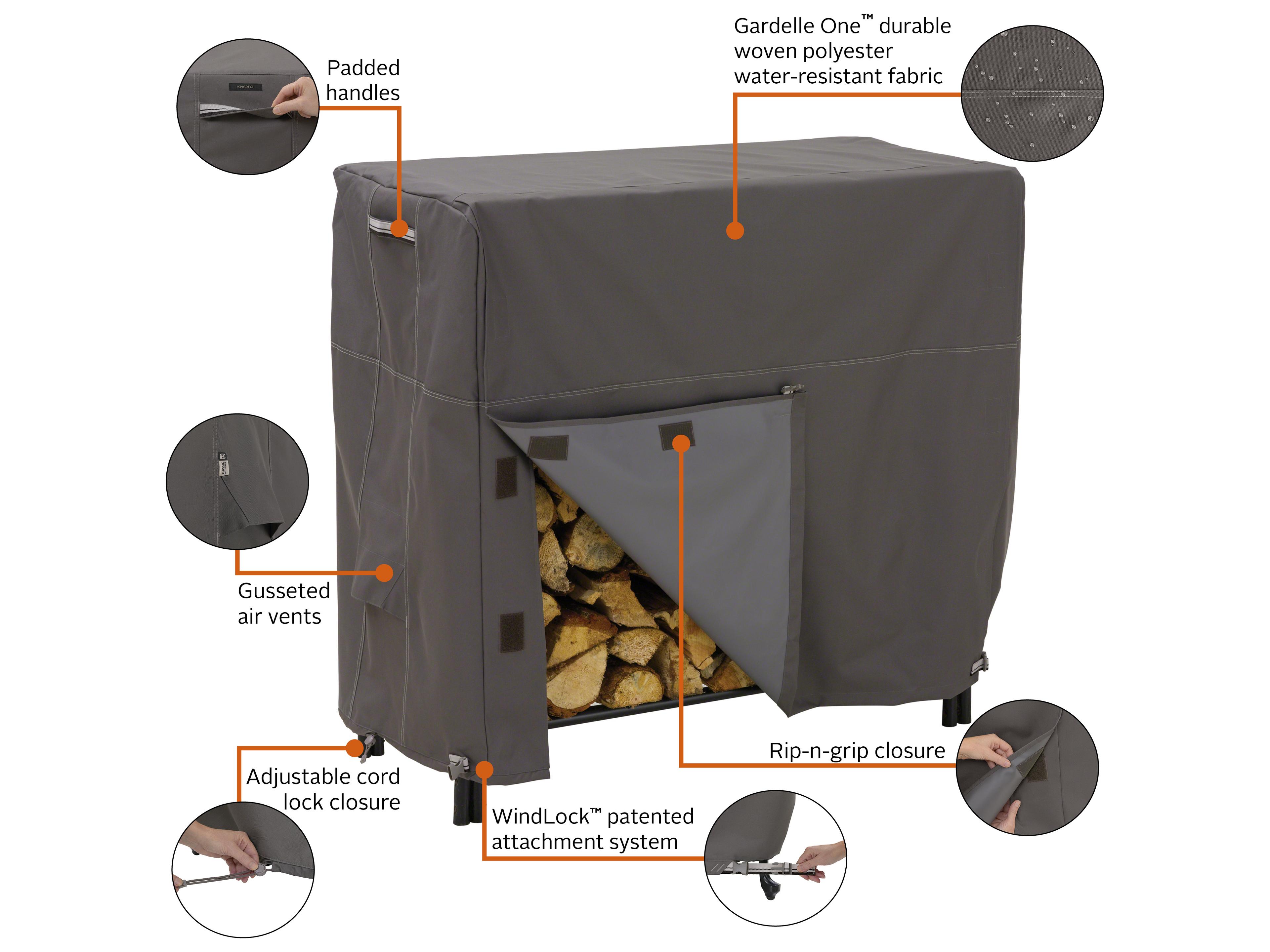 Duck Covers Ravenna Dark Taupe 4 Foot Log Rack Cover