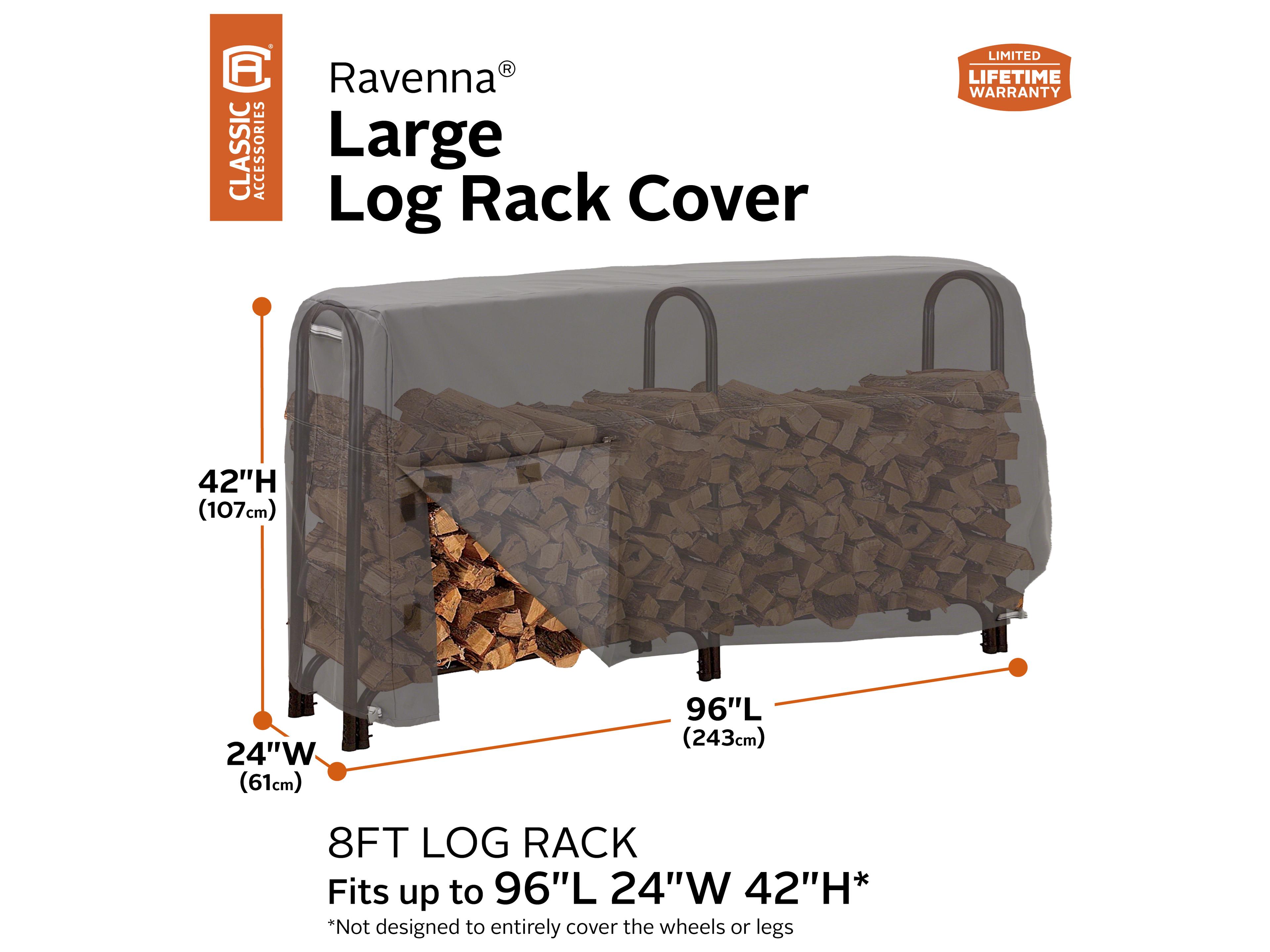 Duck Covers Ravenna Dark Taupe 8 Foot Log Rack Cover