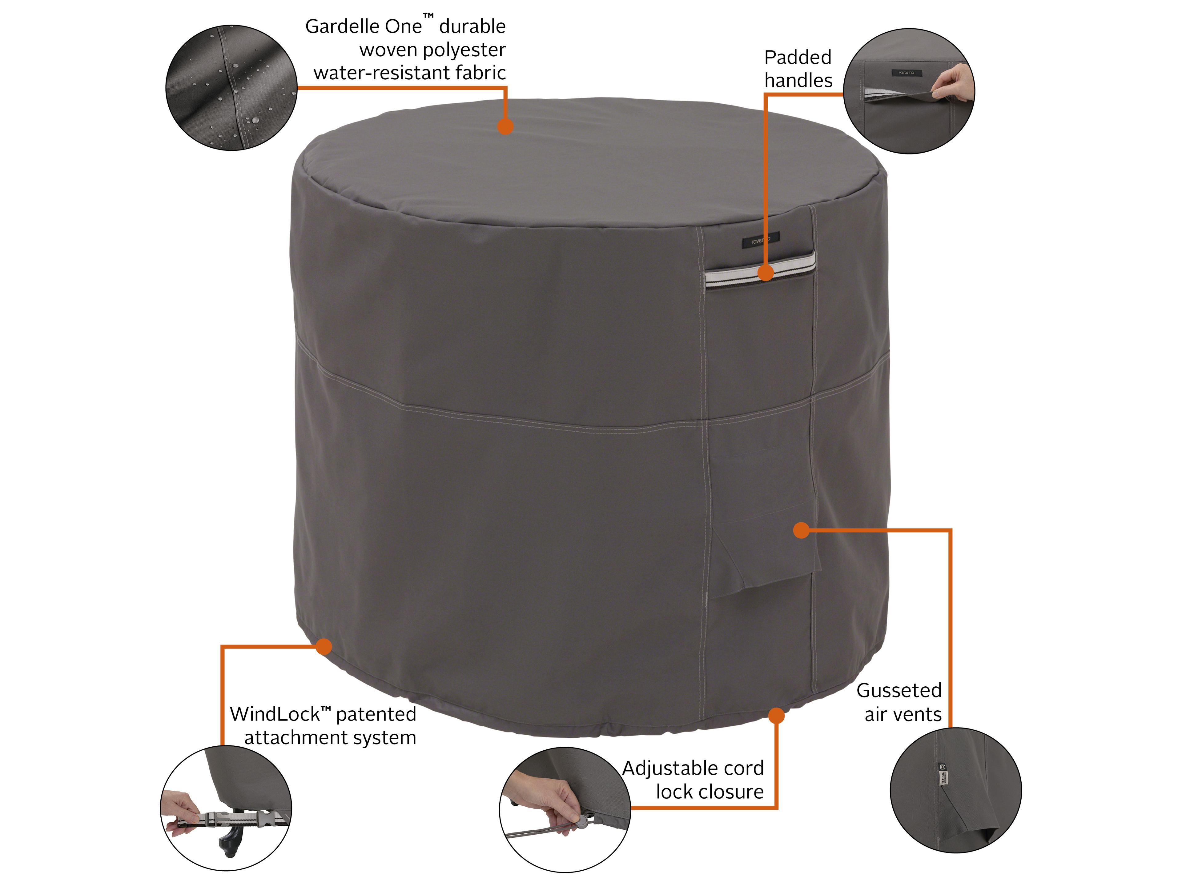 Duck Covers Ravenna Dark Taupe 34 Inch Round Air Conditioner Cover