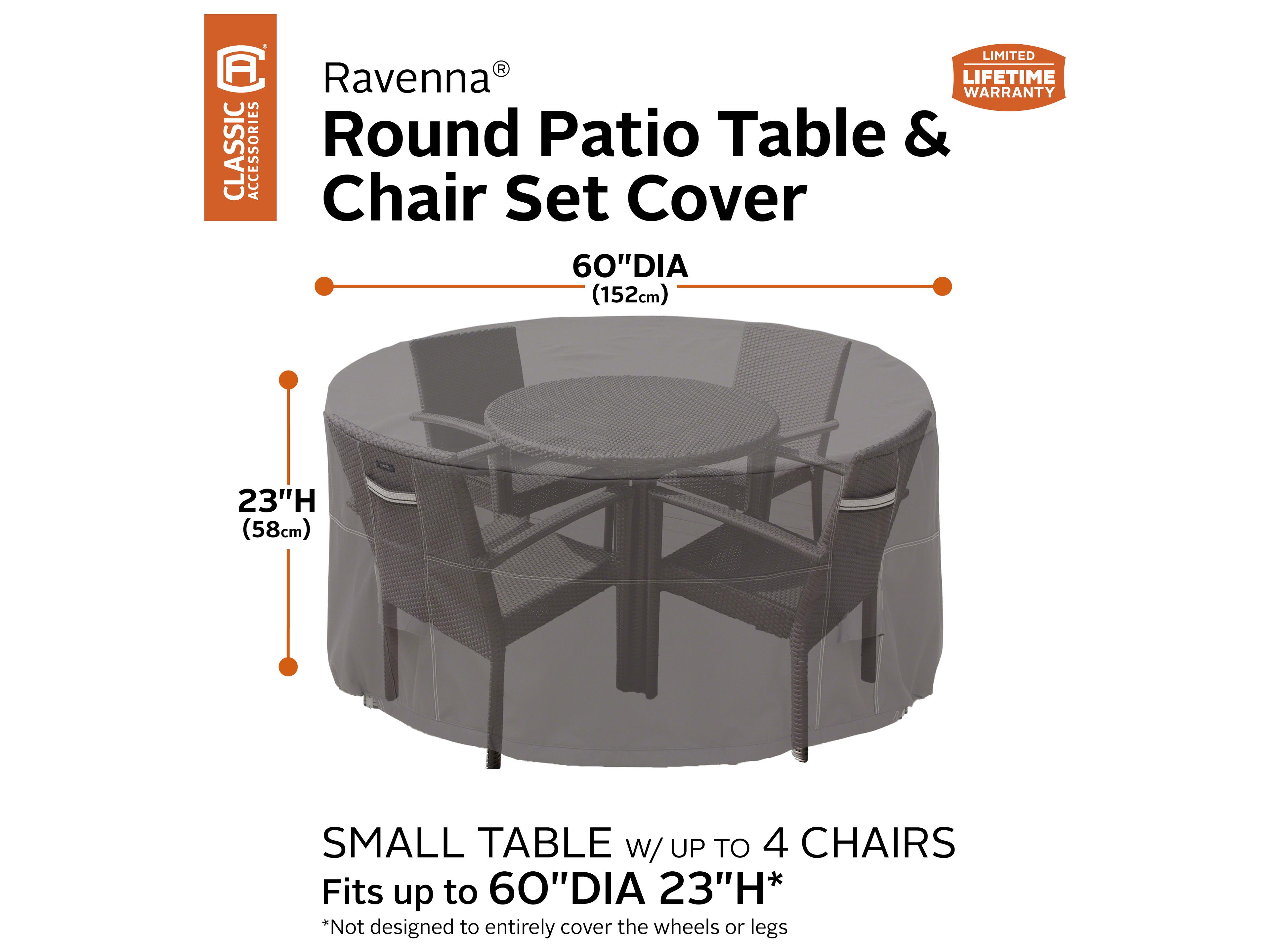 Duck Covers Ravenna Dark Taupe 60 Inch Round Table & Chair Set Cover