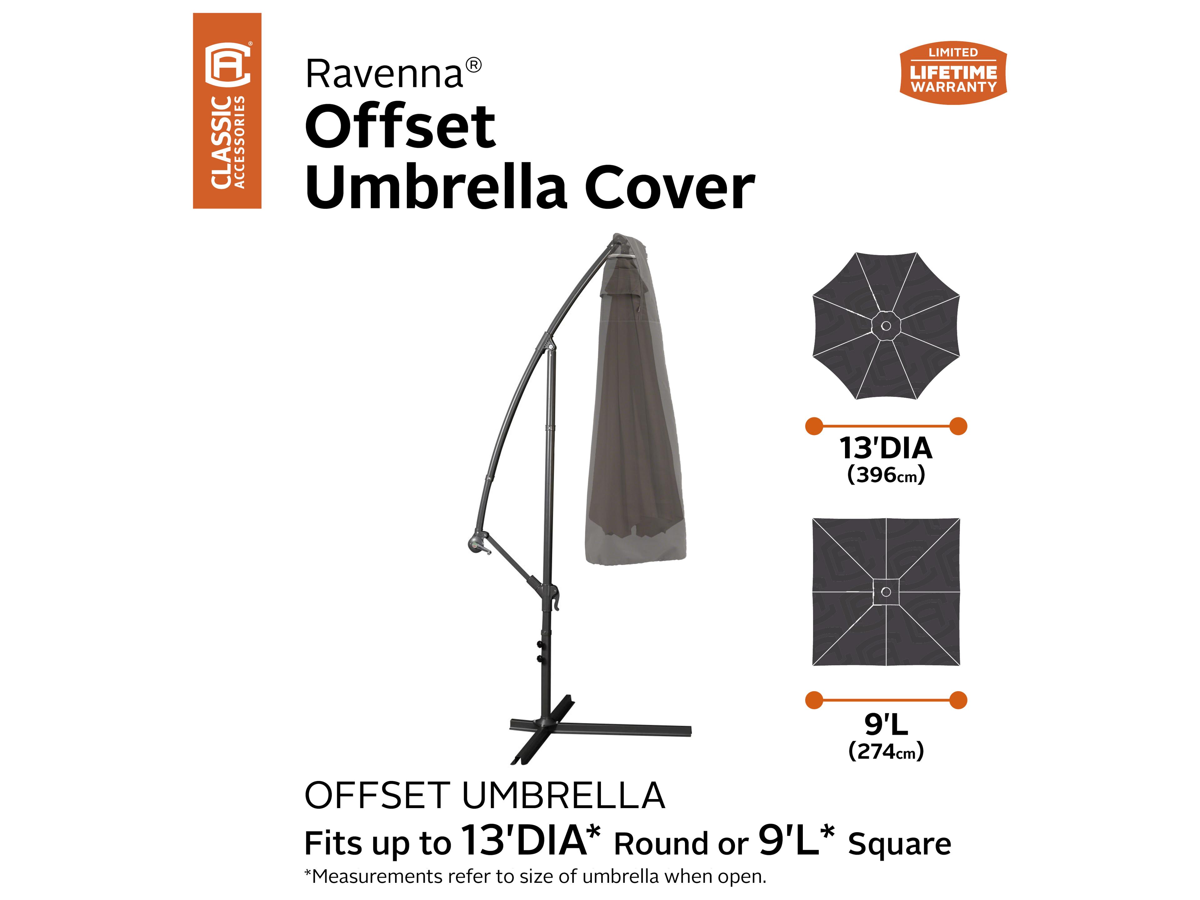 Duck Covers Ravenna Dark Taupe 13 Foot Offset Umbrella Canopy Cover