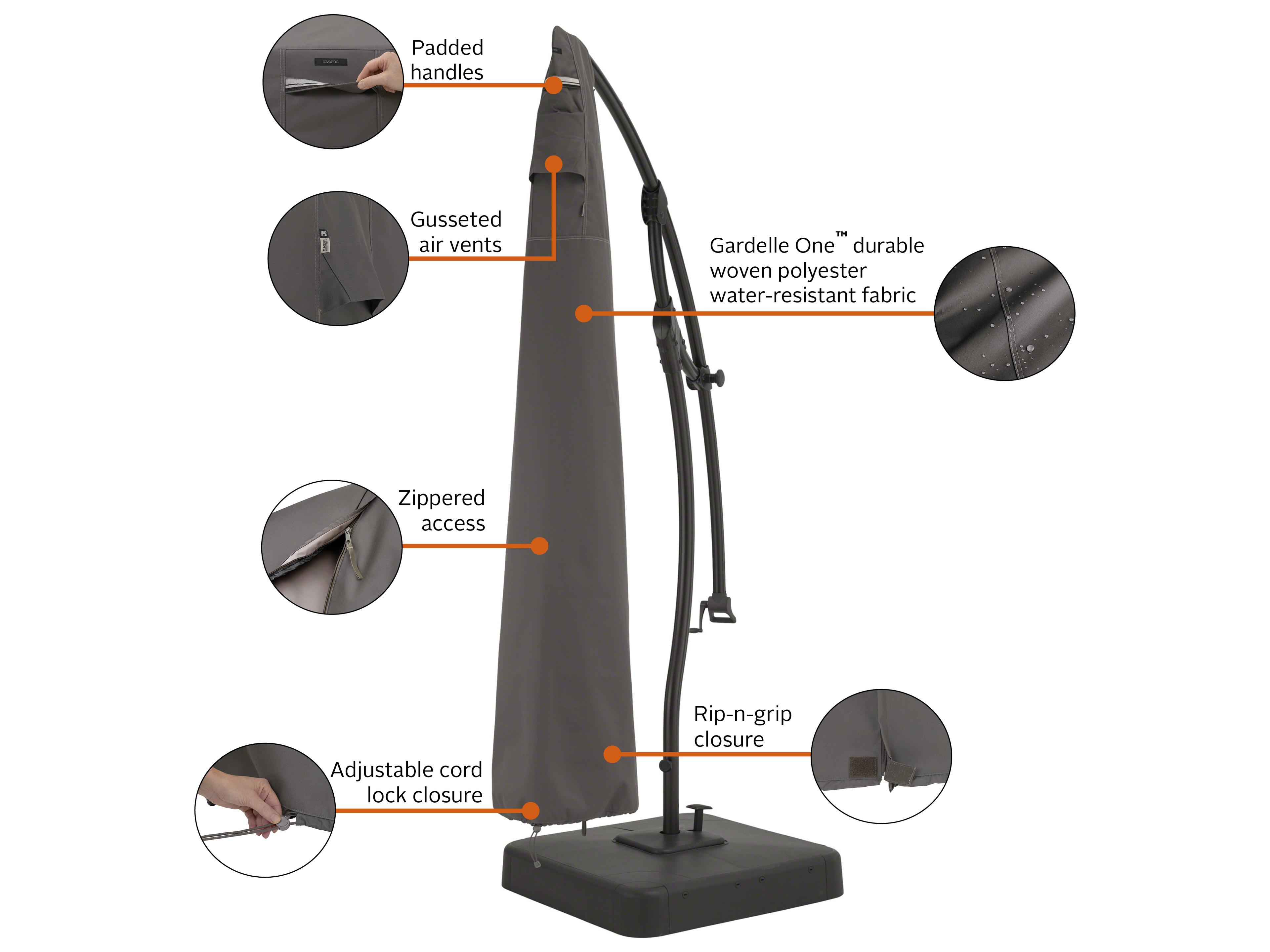 Duck Covers Ravenna Dark Taupe 13 Foot Offset Umbrella Canopy Cover