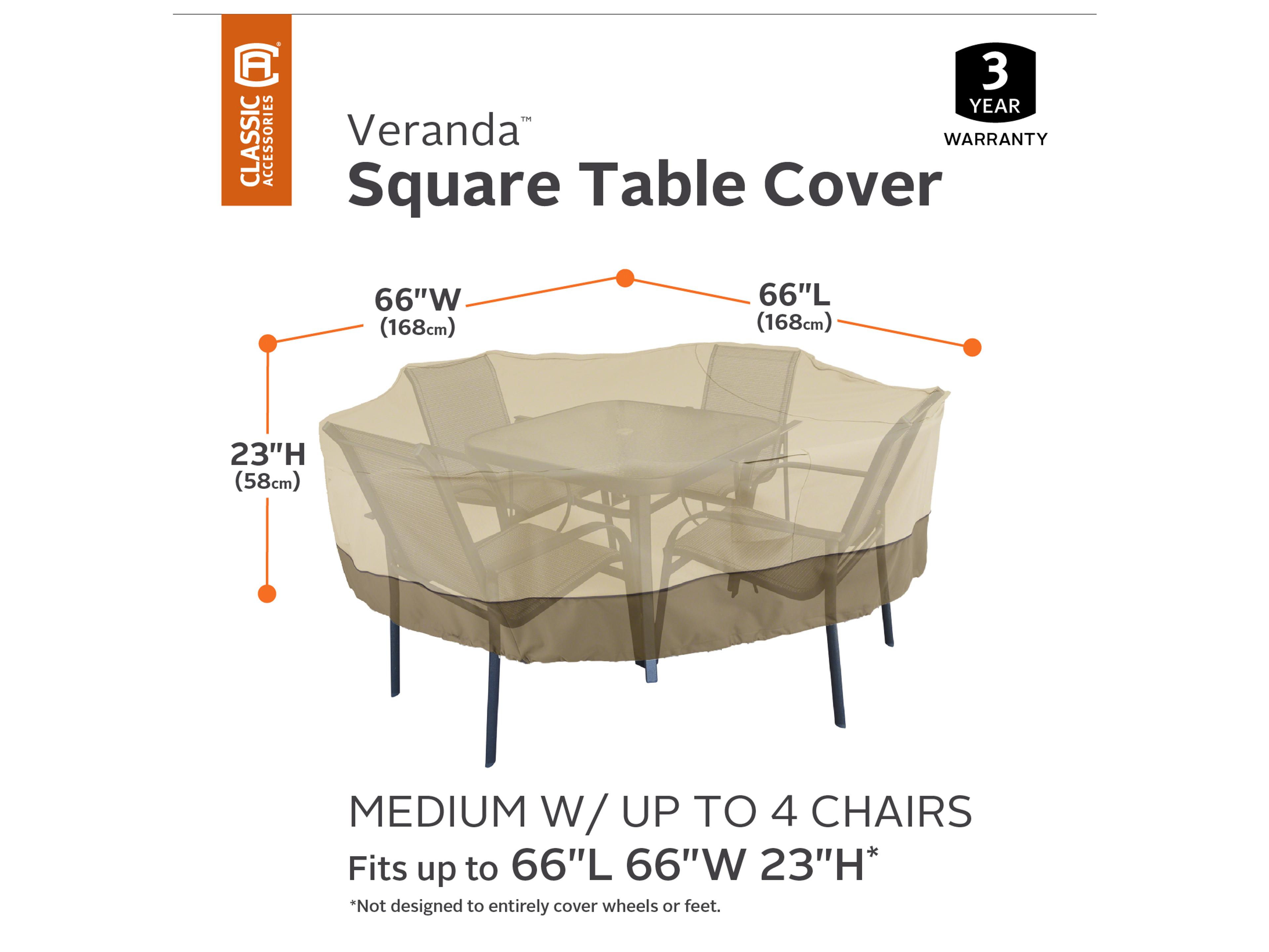 Duck Covers Veranda Pebble 66 Inch Square Table & Chair Set Cover