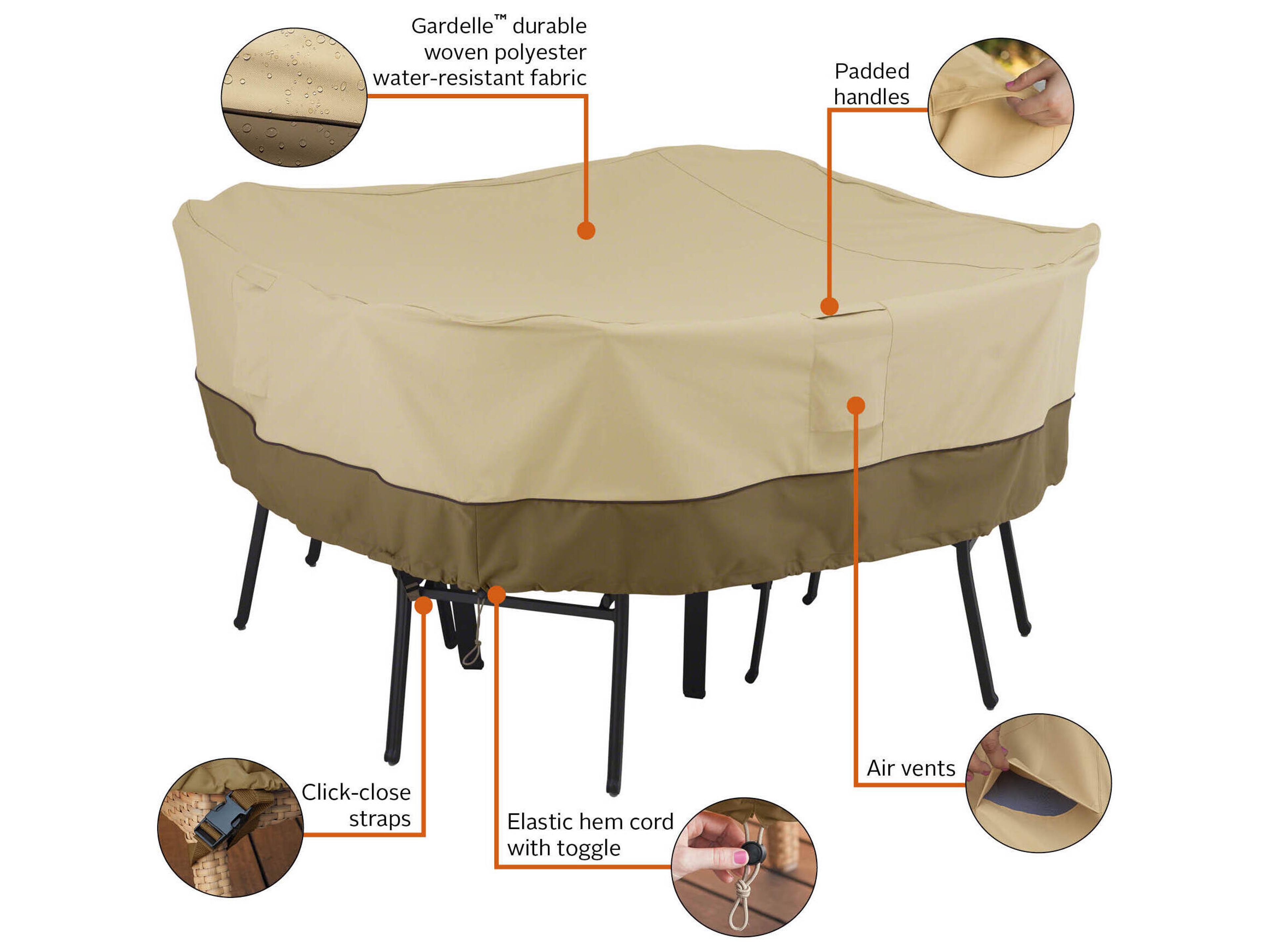 Duck Covers Veranda Pebble 66 Inch Square Table & Chair Set Cover