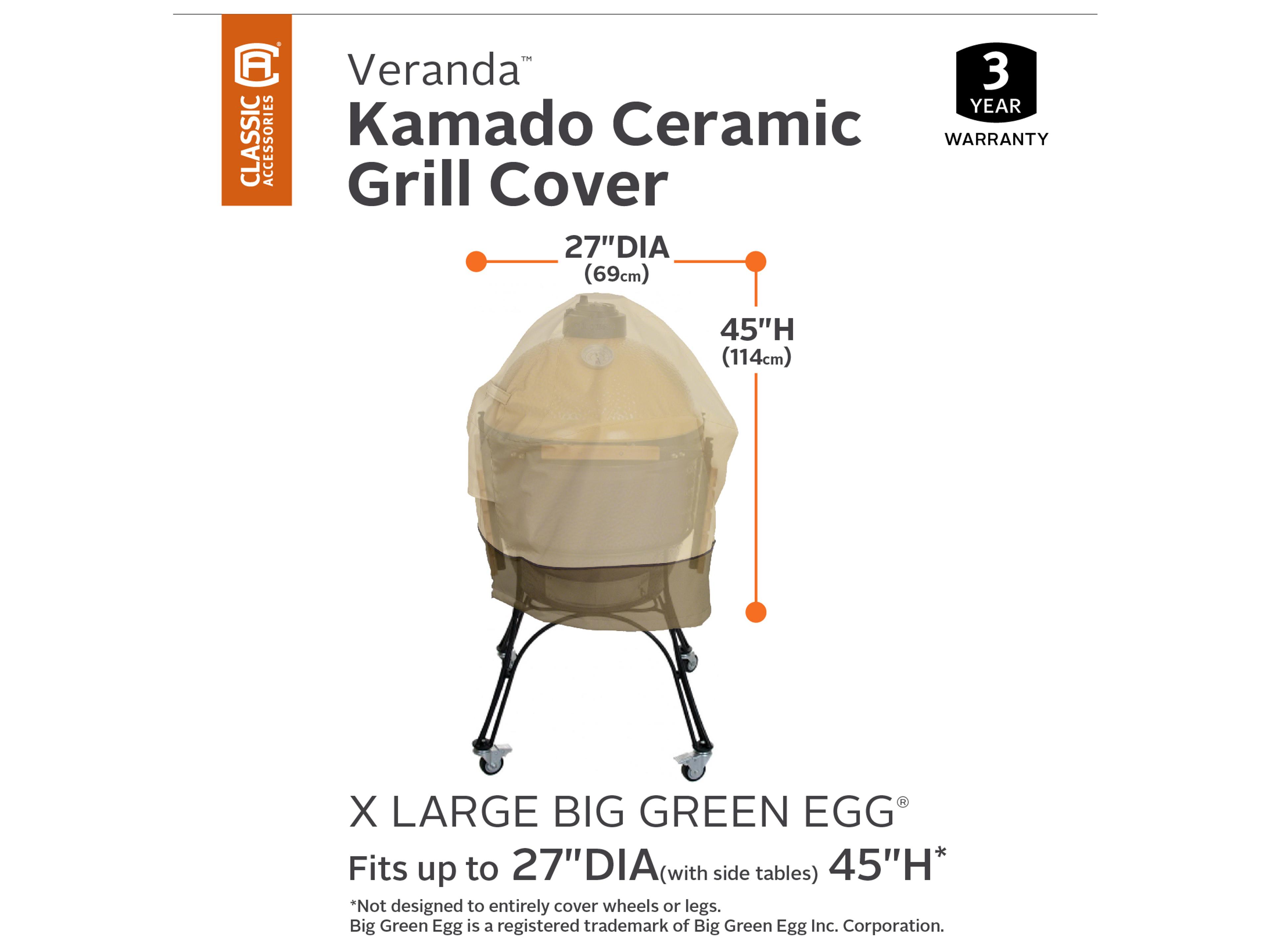 Duck Covers Veranda Pebble 27 Inch Kamado Ceramic BBQ Grill Cover