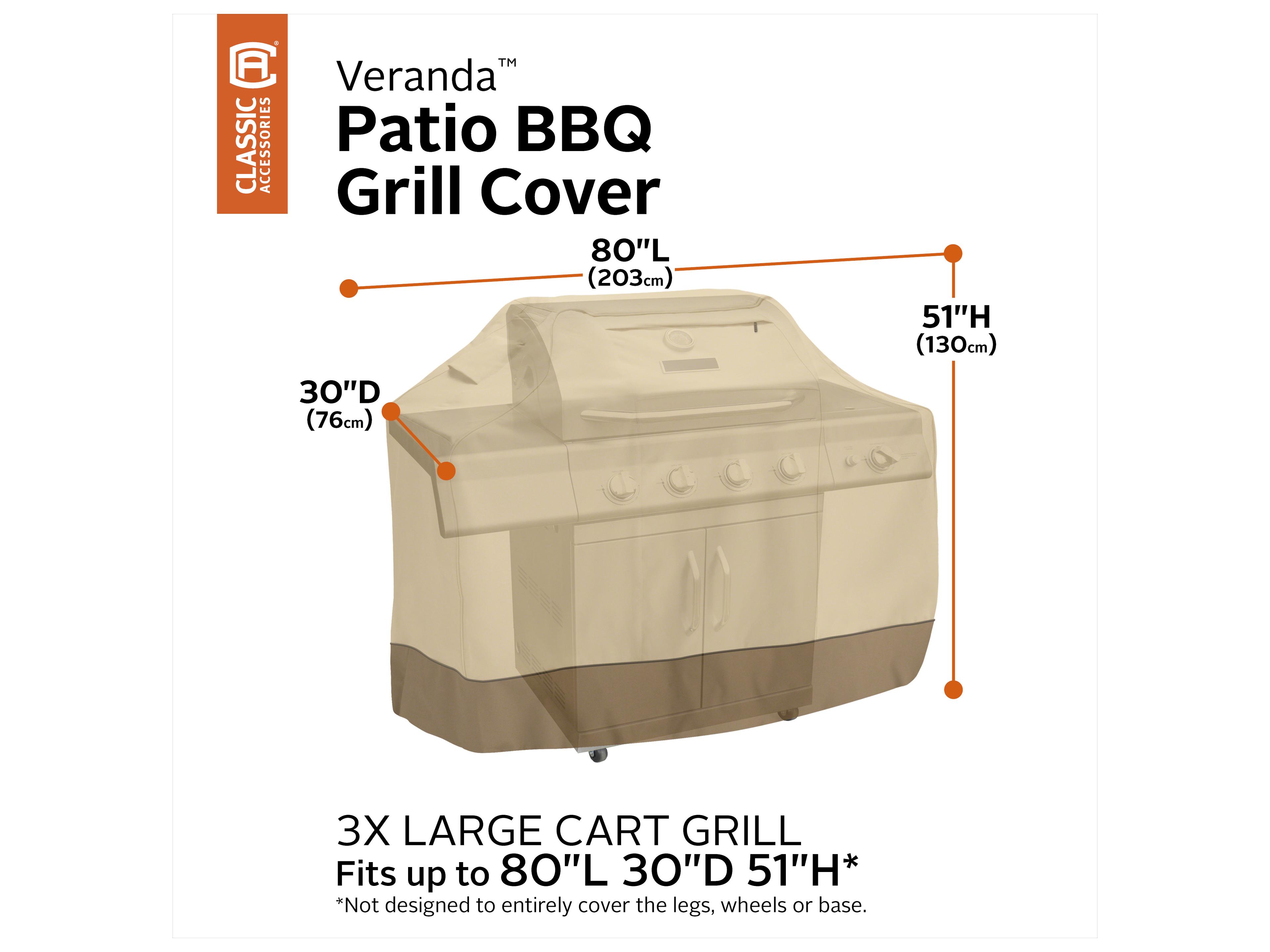 Duck Covers Veranda Pebble 82 Inch XL Cart BBQ Cover