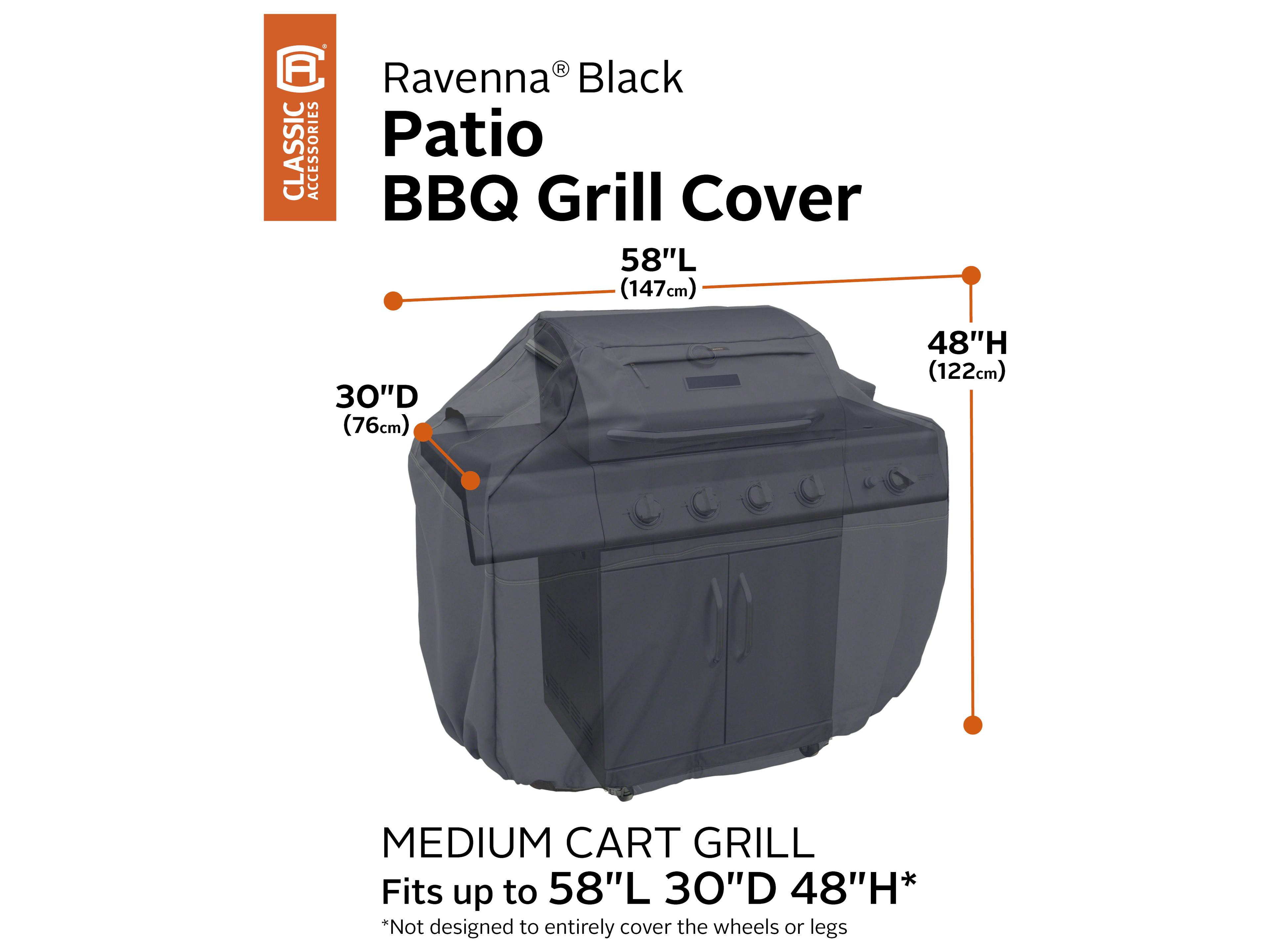 Duck Covers Ravenna Black 60 Inch Medium BBQ Grill Cover