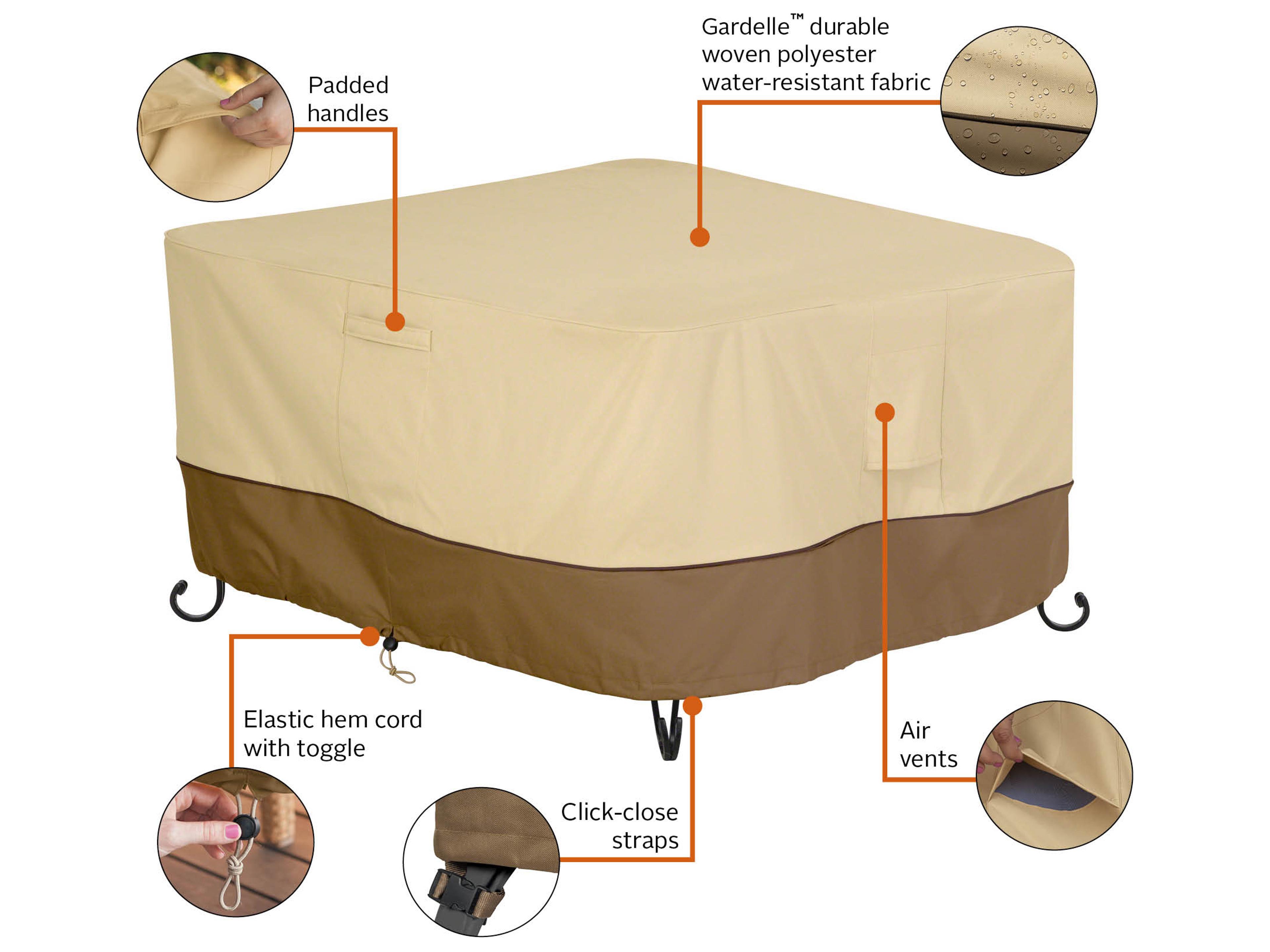 Duck Covers Veranda Pebble 42 Inch Square Fire Pit Table Cover