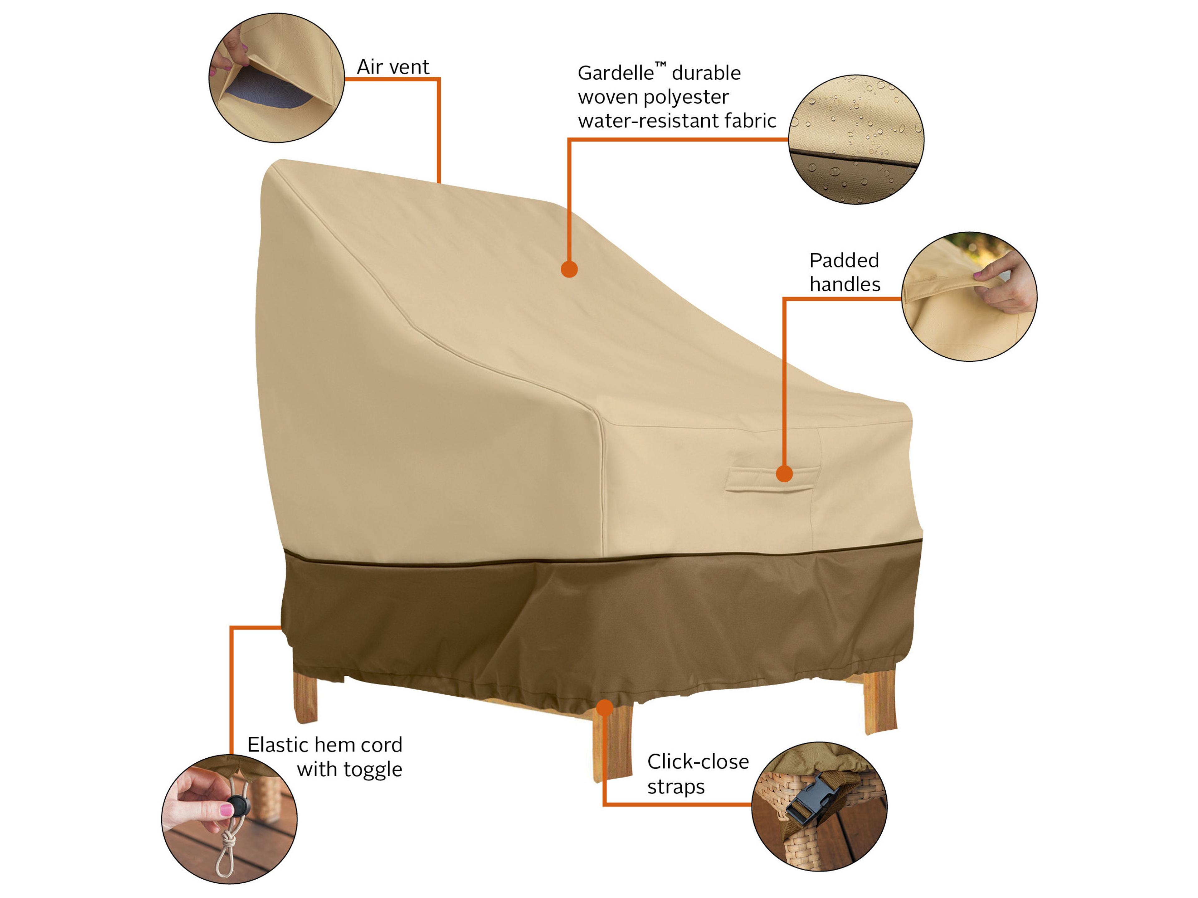 Duck Covers Veranda Pebble 38 Inch Deep Lounge Chair Cover in 2 Packs