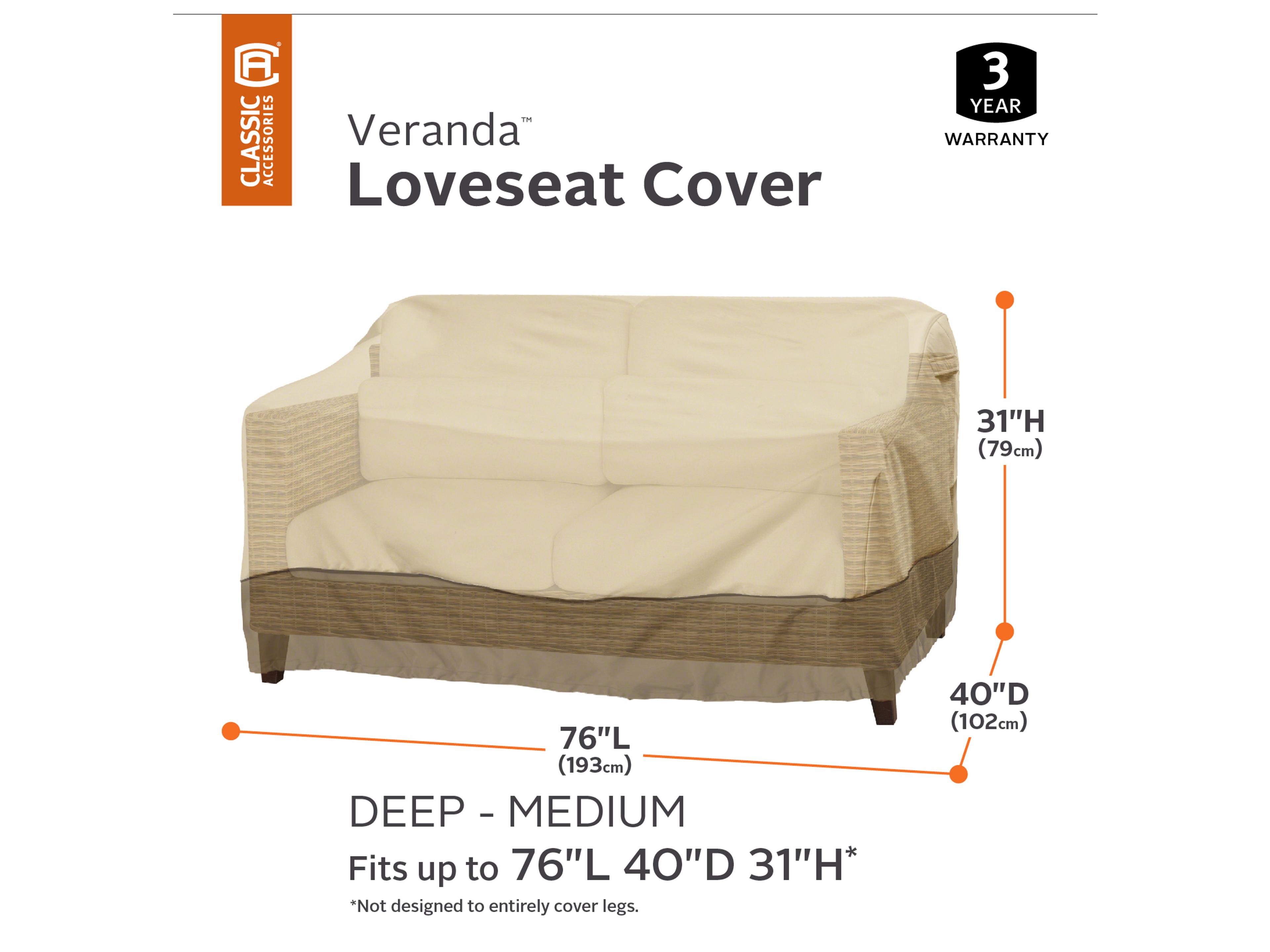 Duck Covers Veranda Pebble 78 Inch Medium Deep Loveseat/Sofa Cover