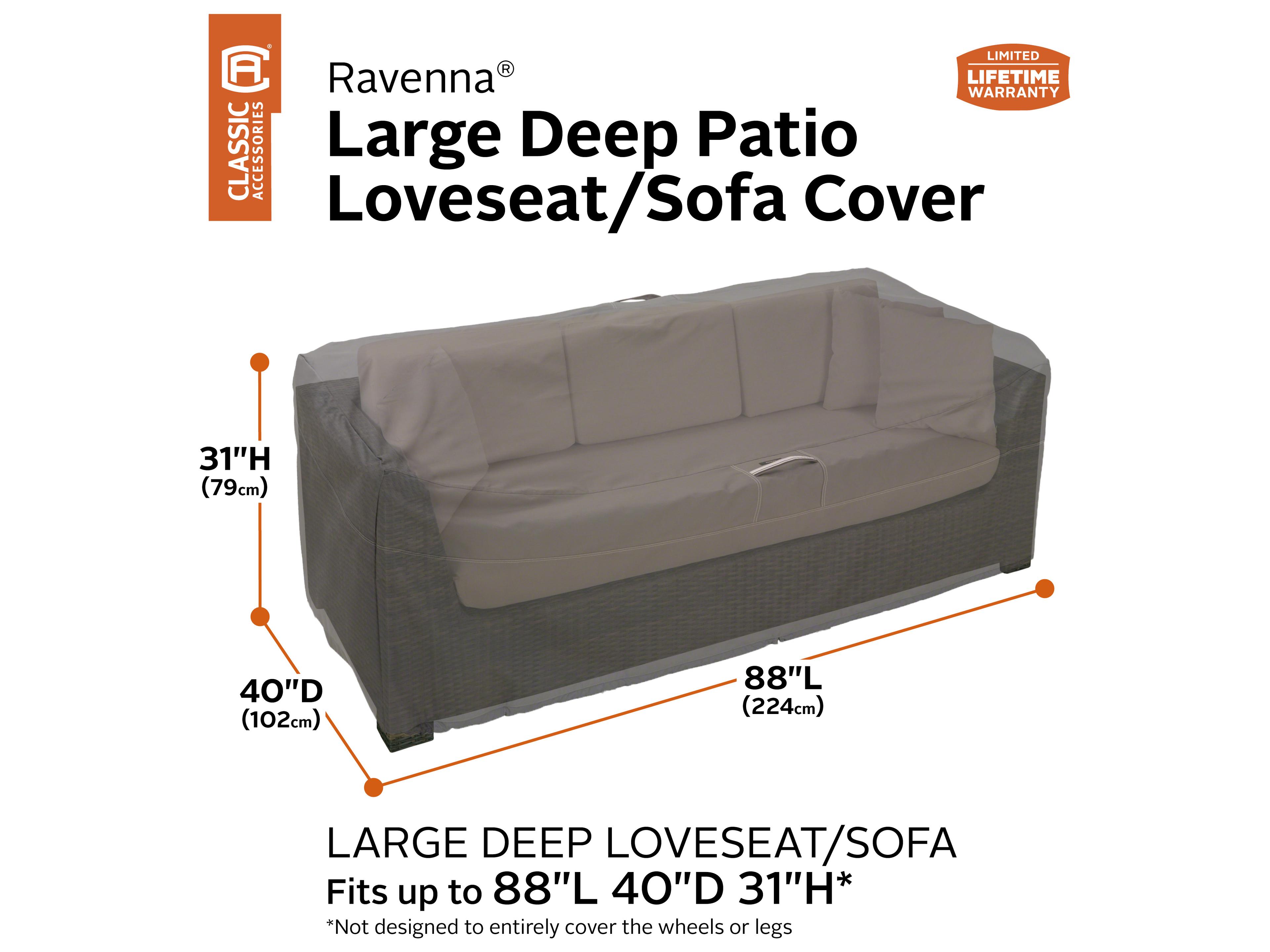 Duck Covers Ravenna Dark Taupe 90 Inch Large Deep Loveseat/Sofa Cover