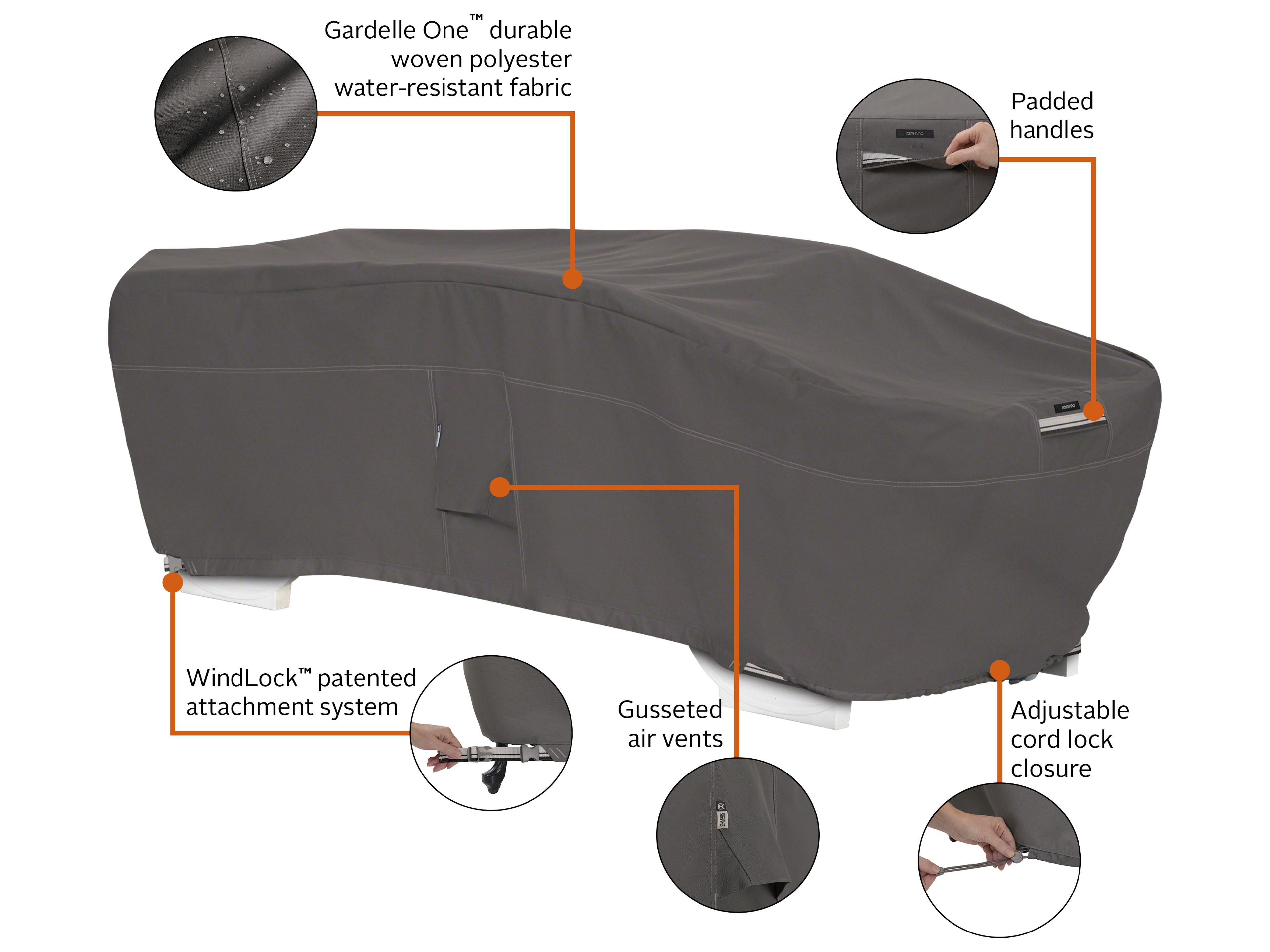 Duck Covers Ravenna Dark Taupe 77 Inch Stackable Chaise Cover