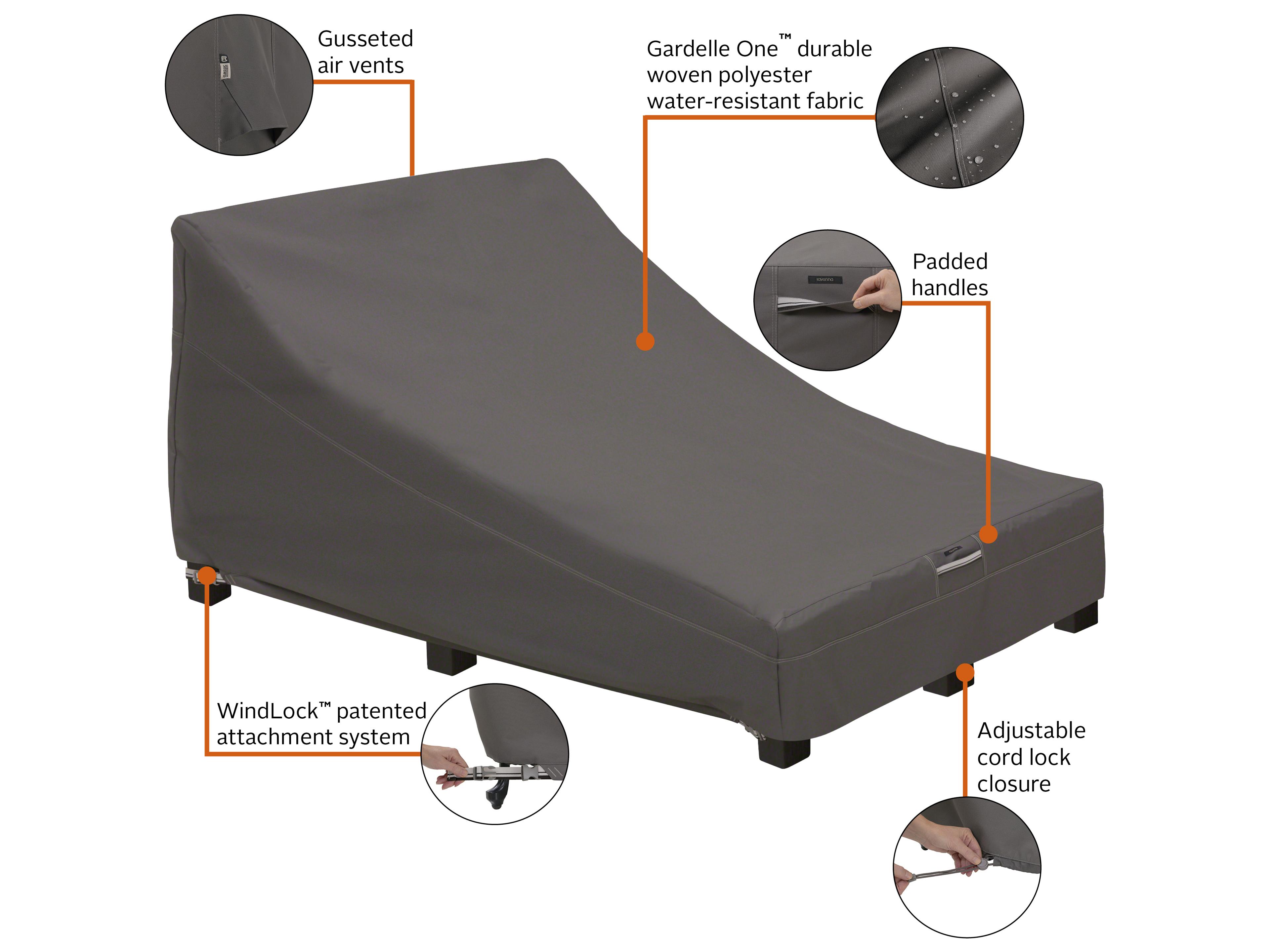 Duck Covers Ravenna Dark Taupe 80'' x 55'' Inch Double Wide Chaise Lounge Cover