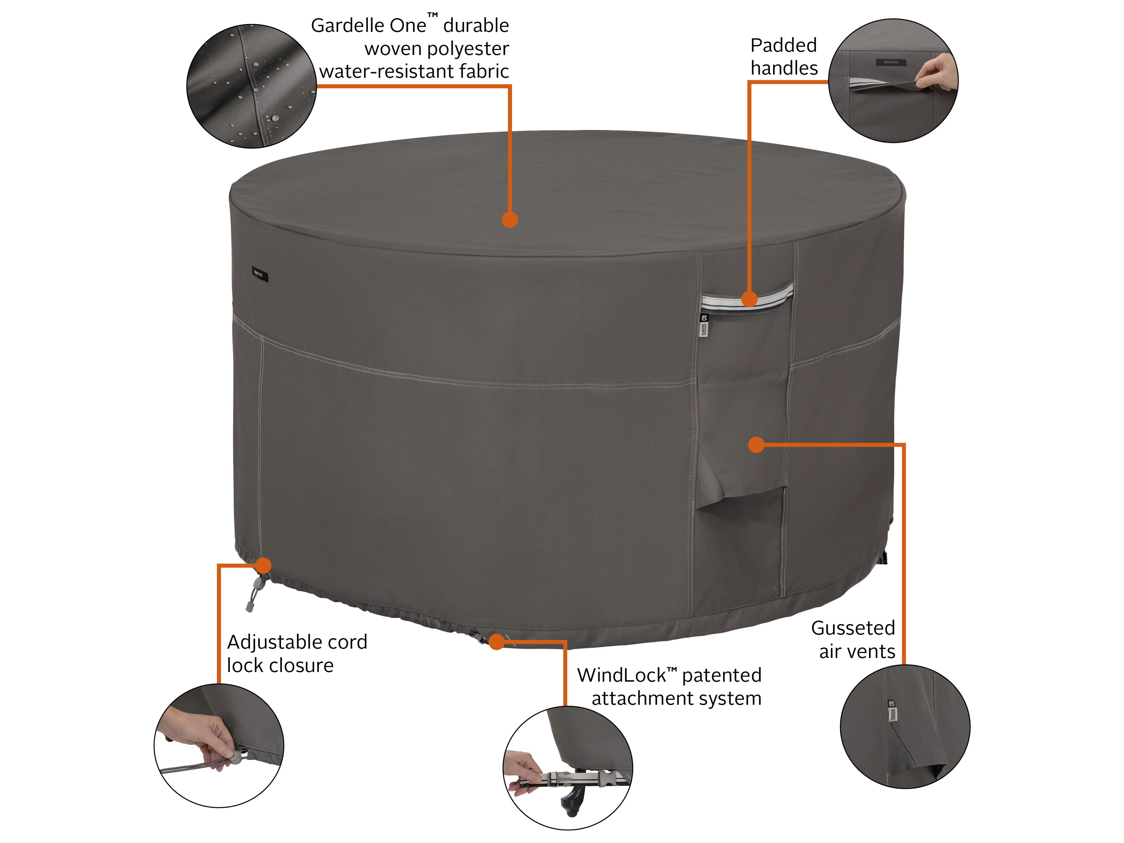 Duck Covers Ravenna Dark Taupe 42 Inch Full Coverage Fire Pit Table Cover