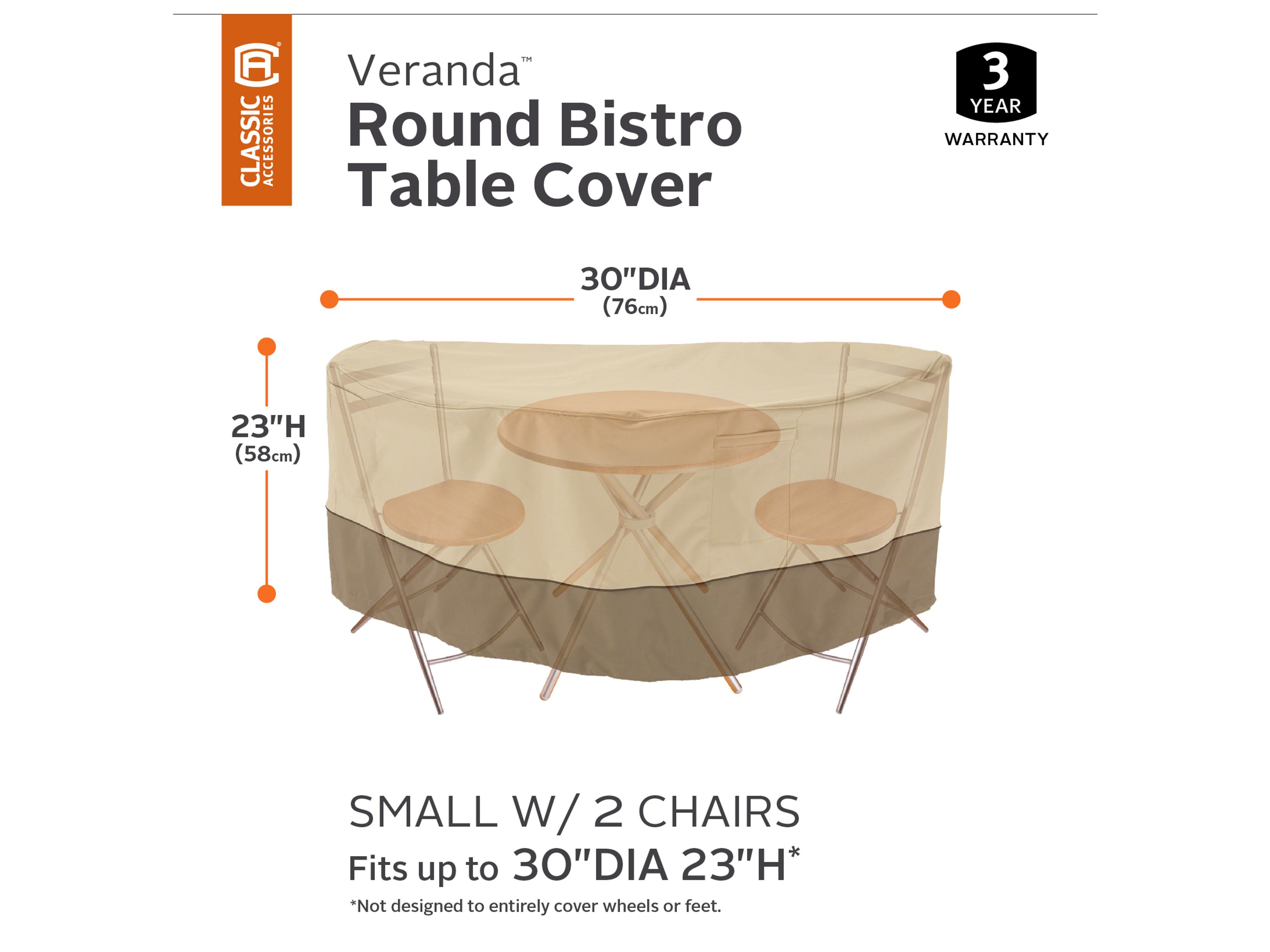 Duck Covers Veranda Pebble 62 Inch Small Bistro Table & Chair Set Cover