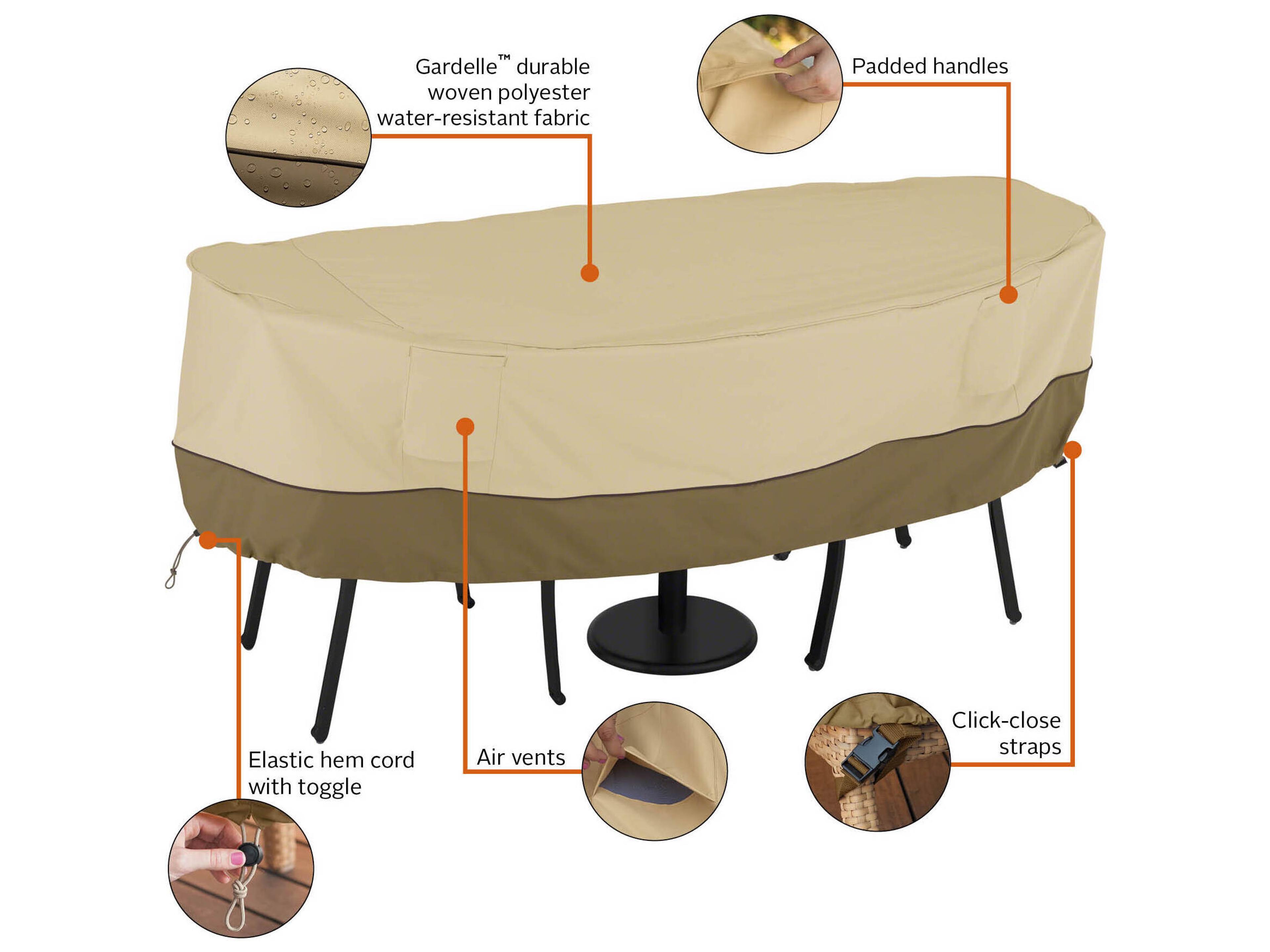 Duck Covers Veranda Pebble 62 Inch Small Bistro Table & Chair Set Cover