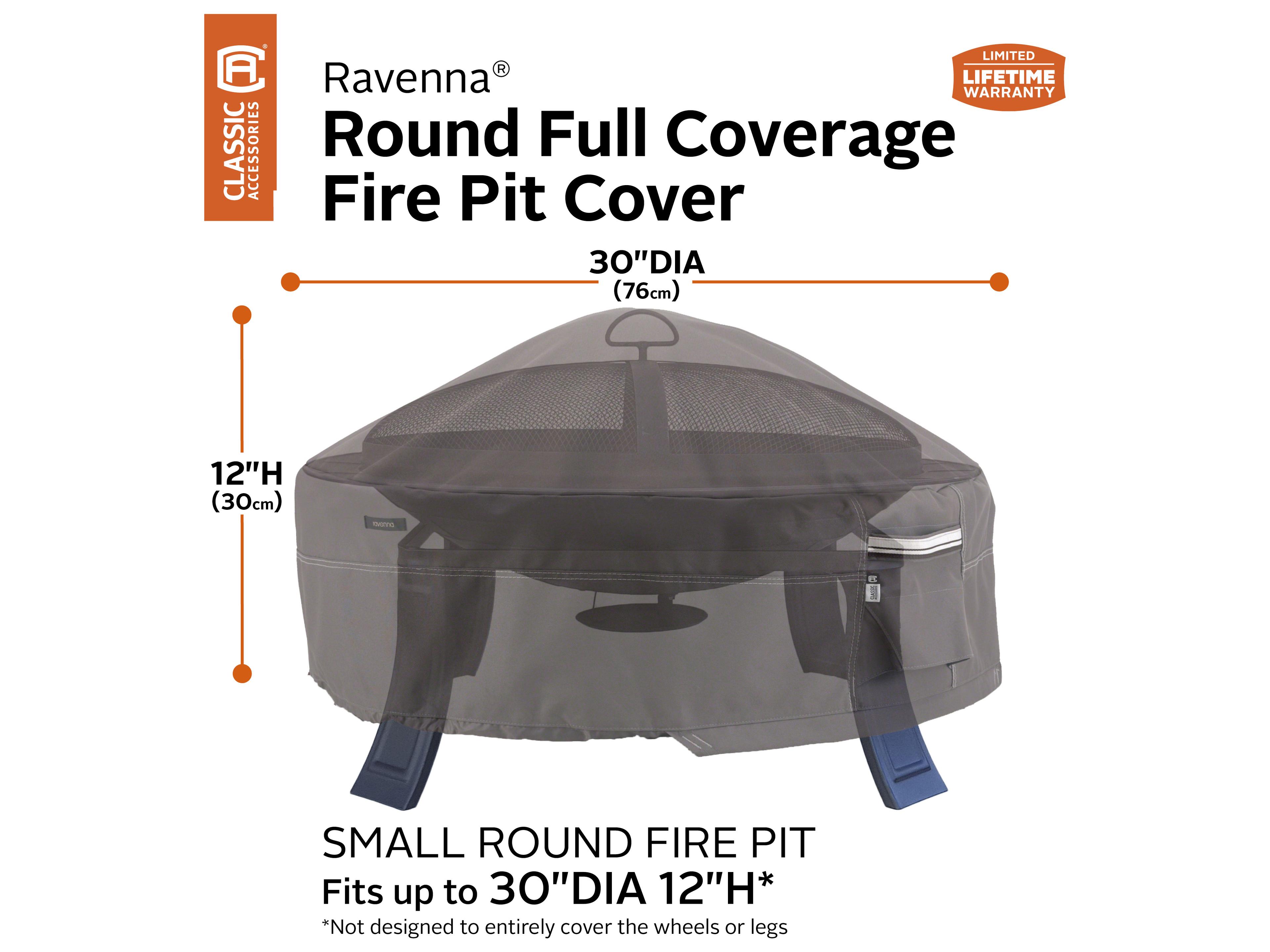 Duck Covers Ravenna Dark Taupe 30 Inch Full Coverage Fire Pit Cover