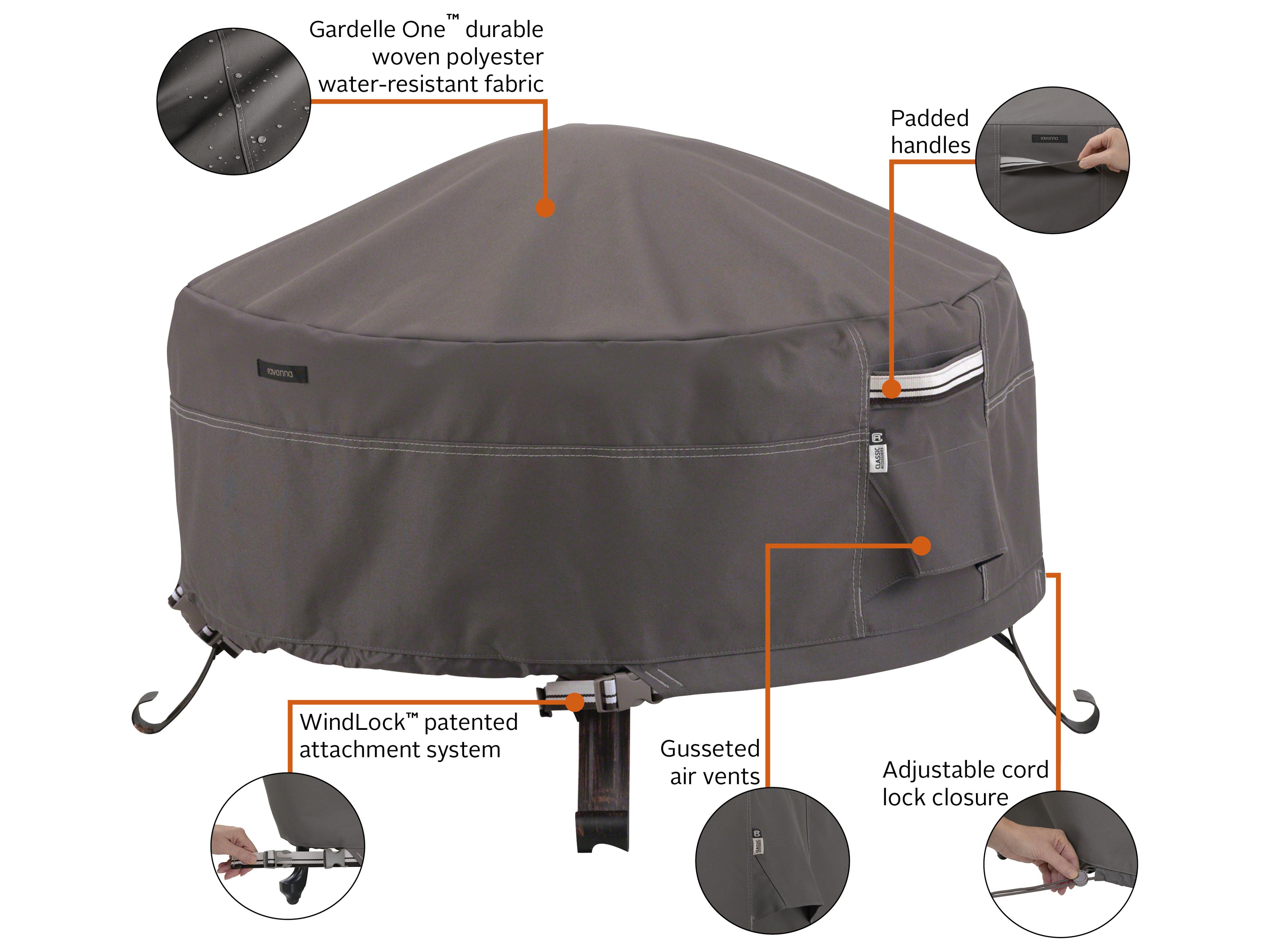 Duck Covers Ravenna Dark Taupe 30 Inch Full Coverage Fire Pit Cover