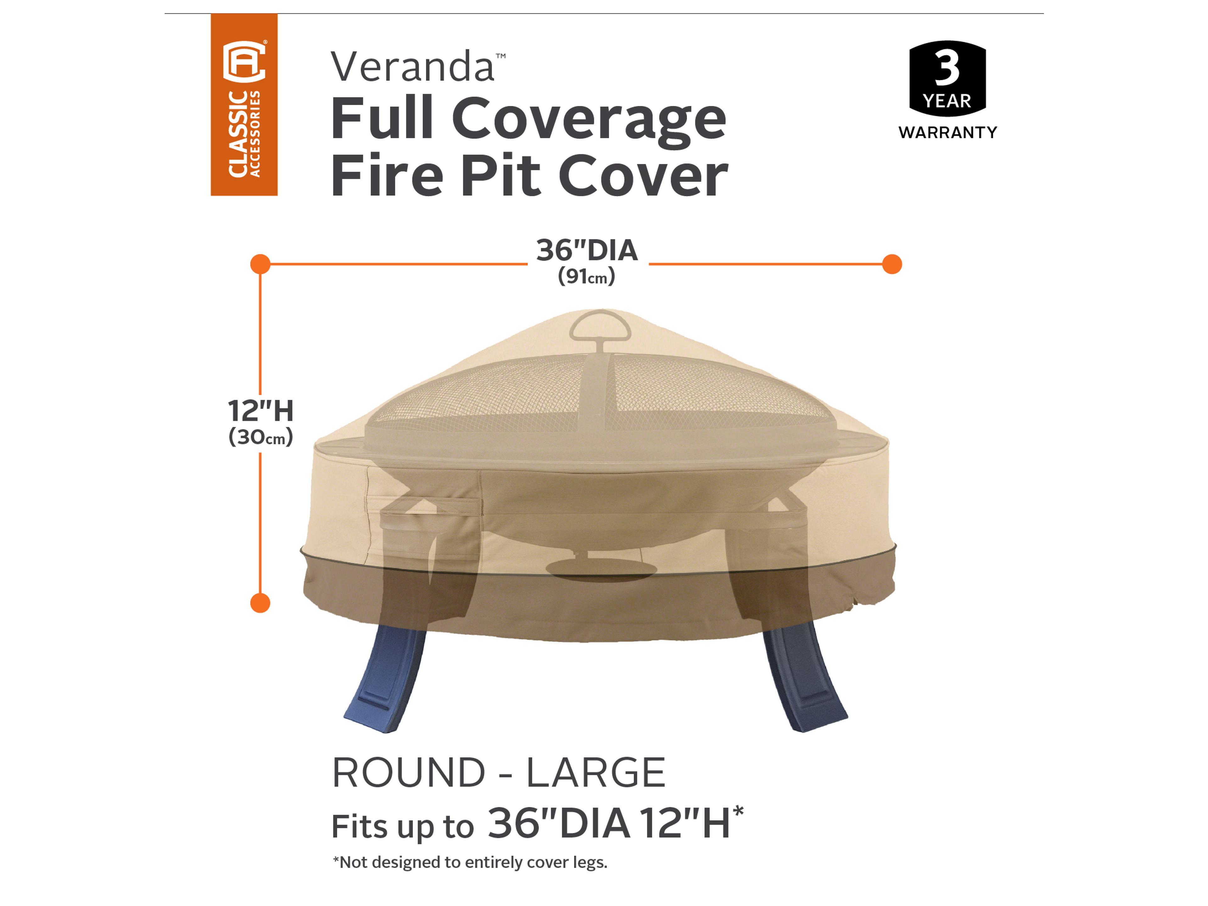 Duck Covers Veranda Pebble 36 Inch Full Coverage Round Fire Pit Cover