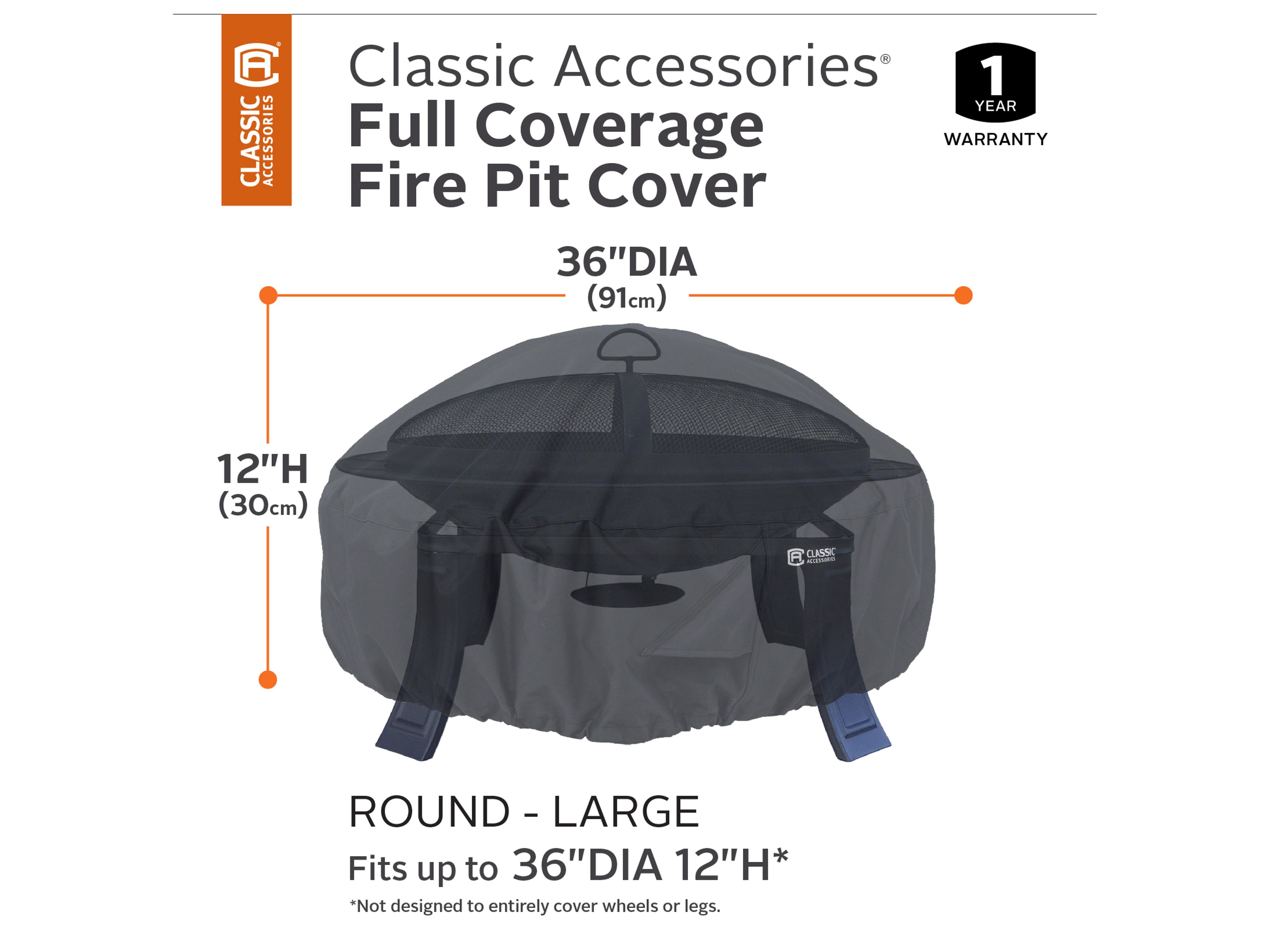 Duck Covers Classic Black 36 Inch Round Full Coverage Fire Pit Cover