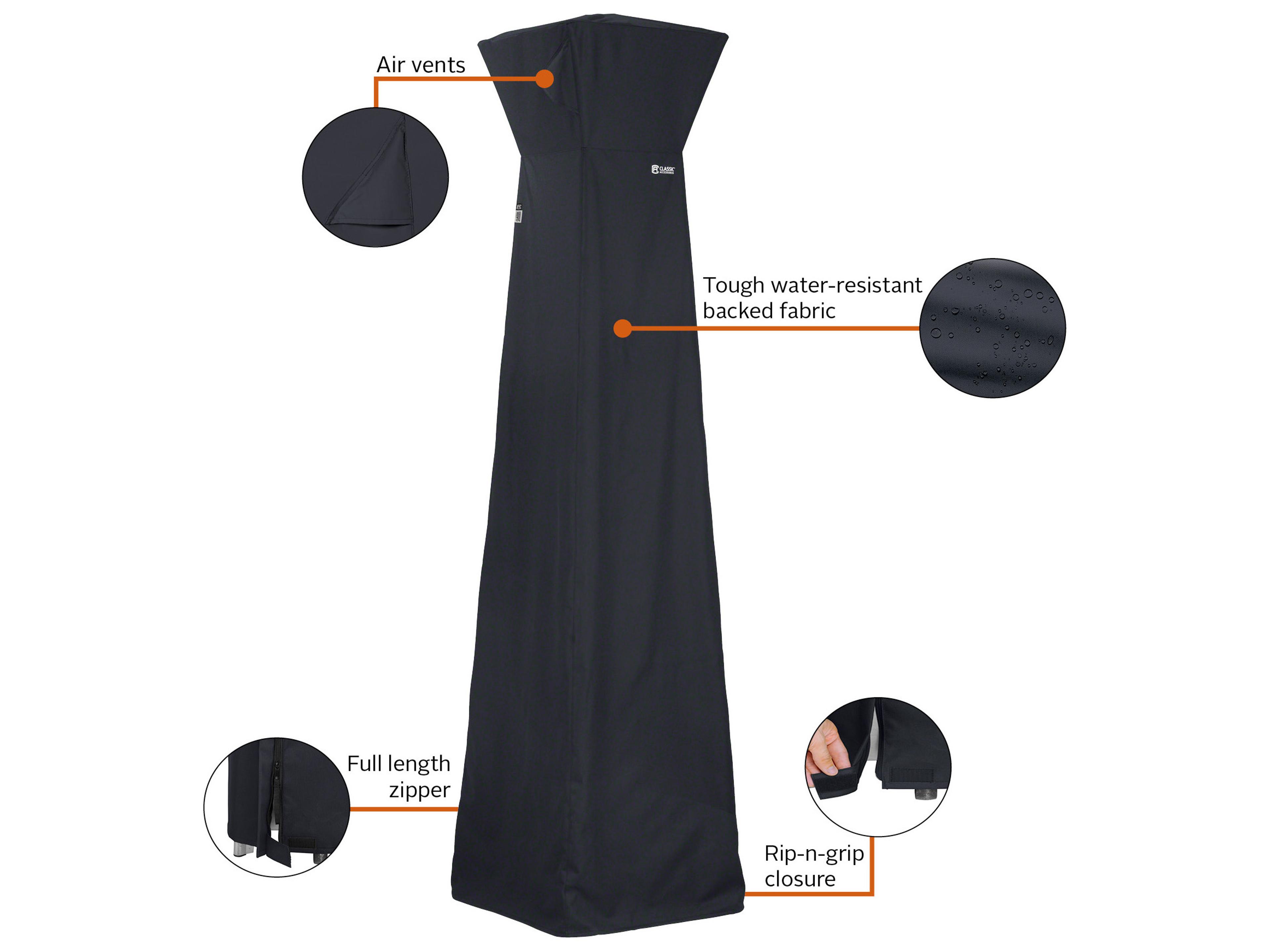 Duck Covers Classic Black 90 Inch Pyramid Heater Cover