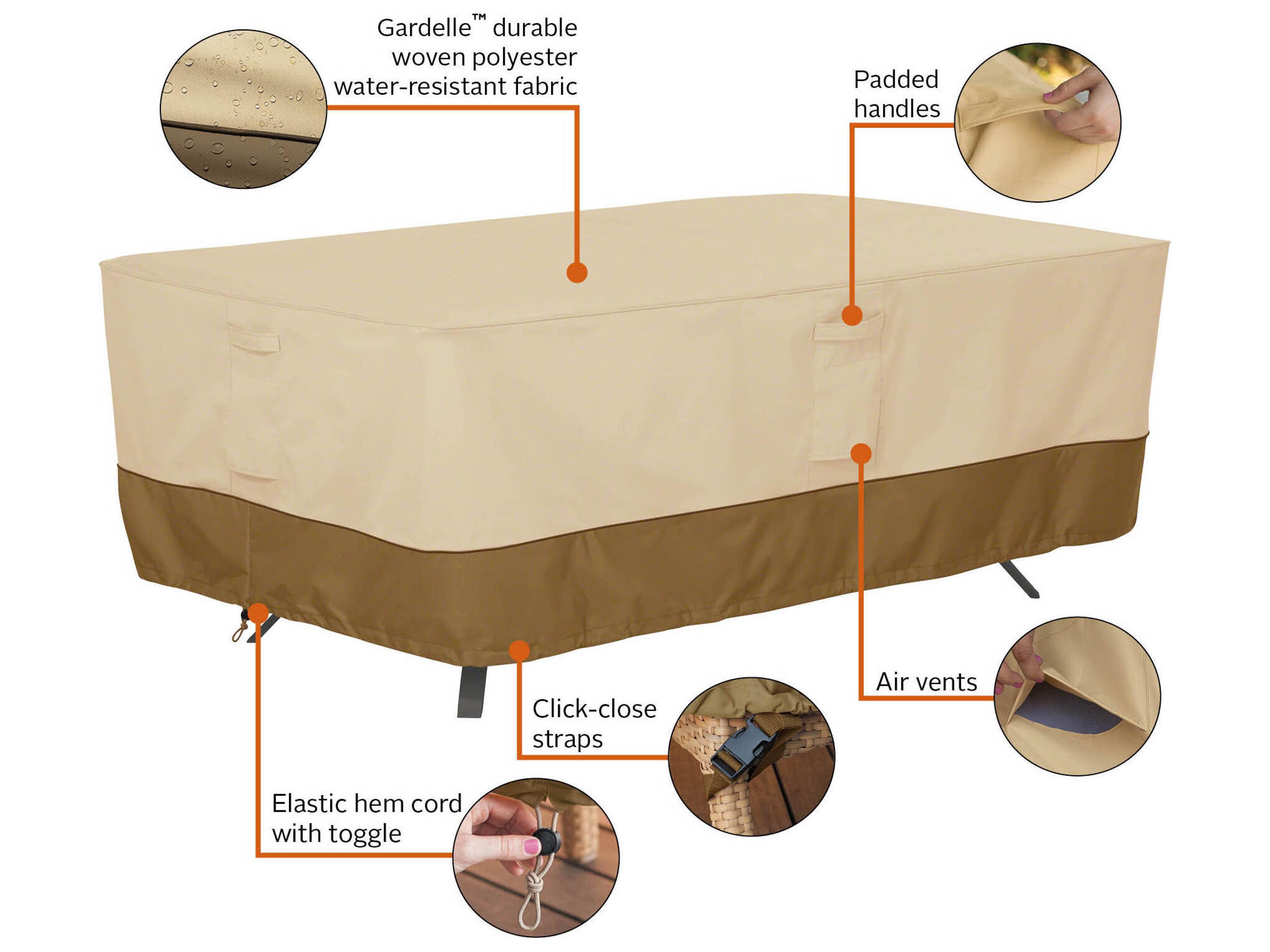 Duck Covers Veranda Pebble 72 Inch XL Rectangular/Oval Table Cover