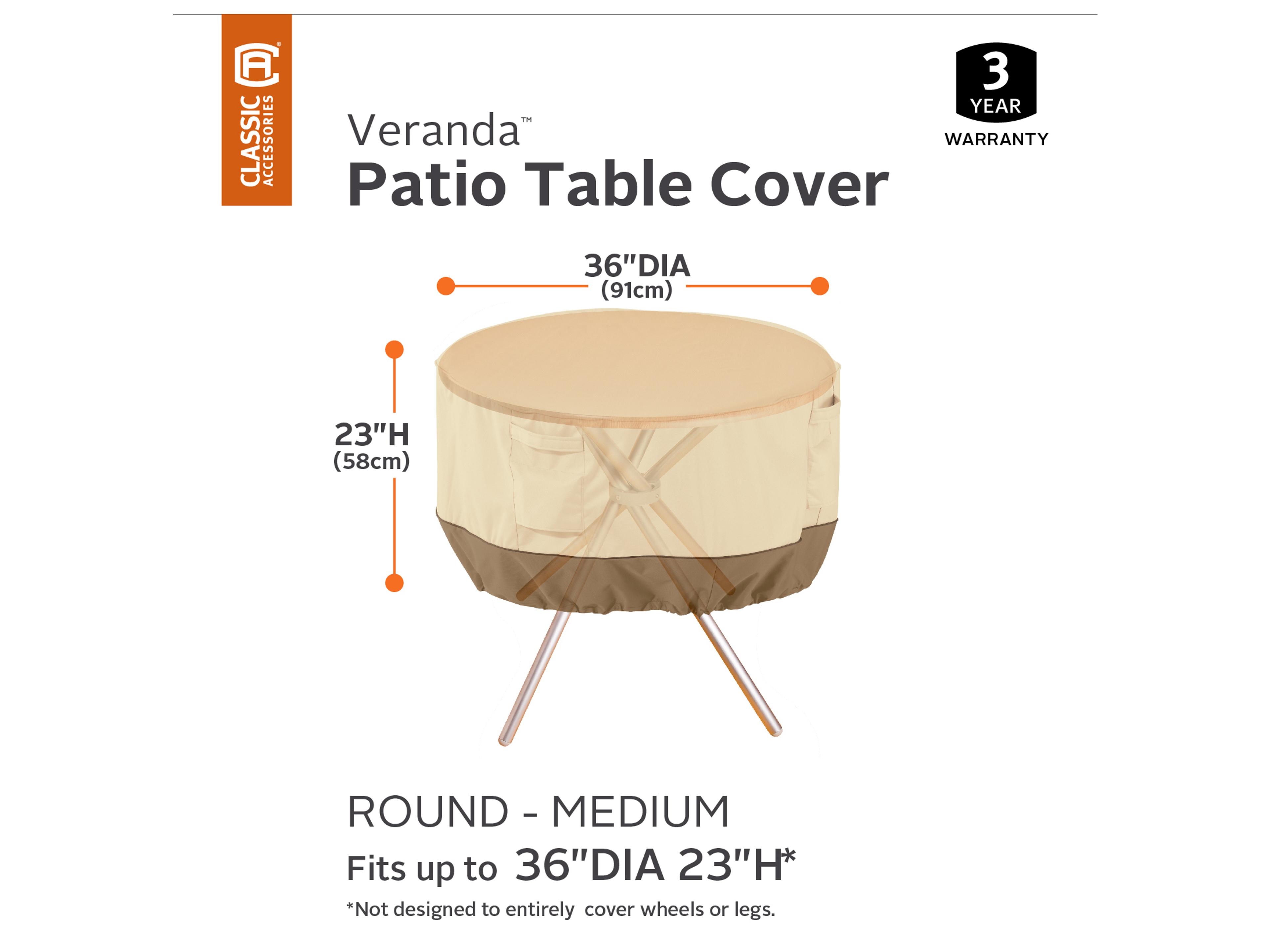 Duck Covers Veranda Pebble 36 Inch Medium Patio Round Table Cover