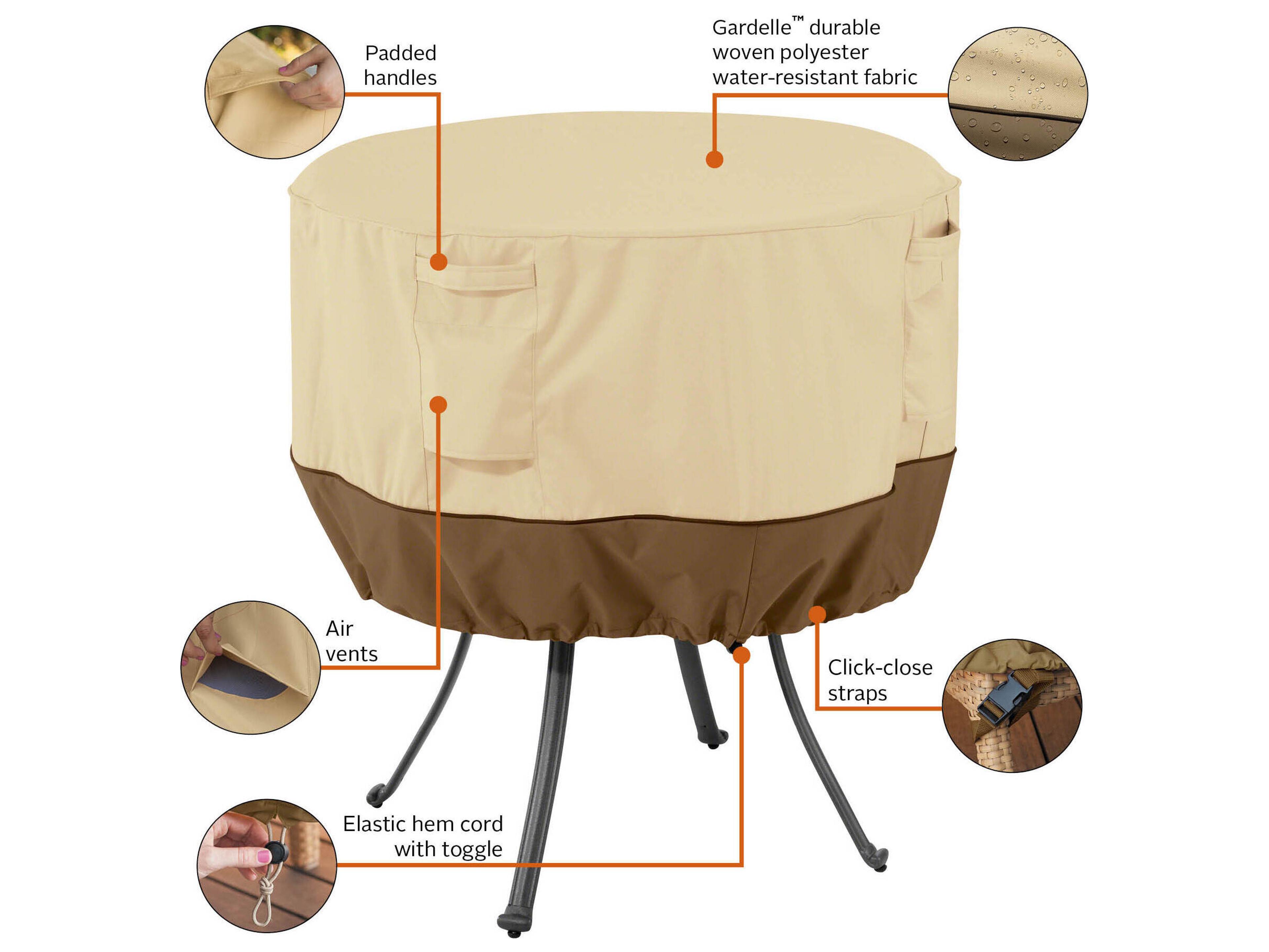 Duck Covers Veranda Pebble 36 Inch Medium Patio Round Table Cover