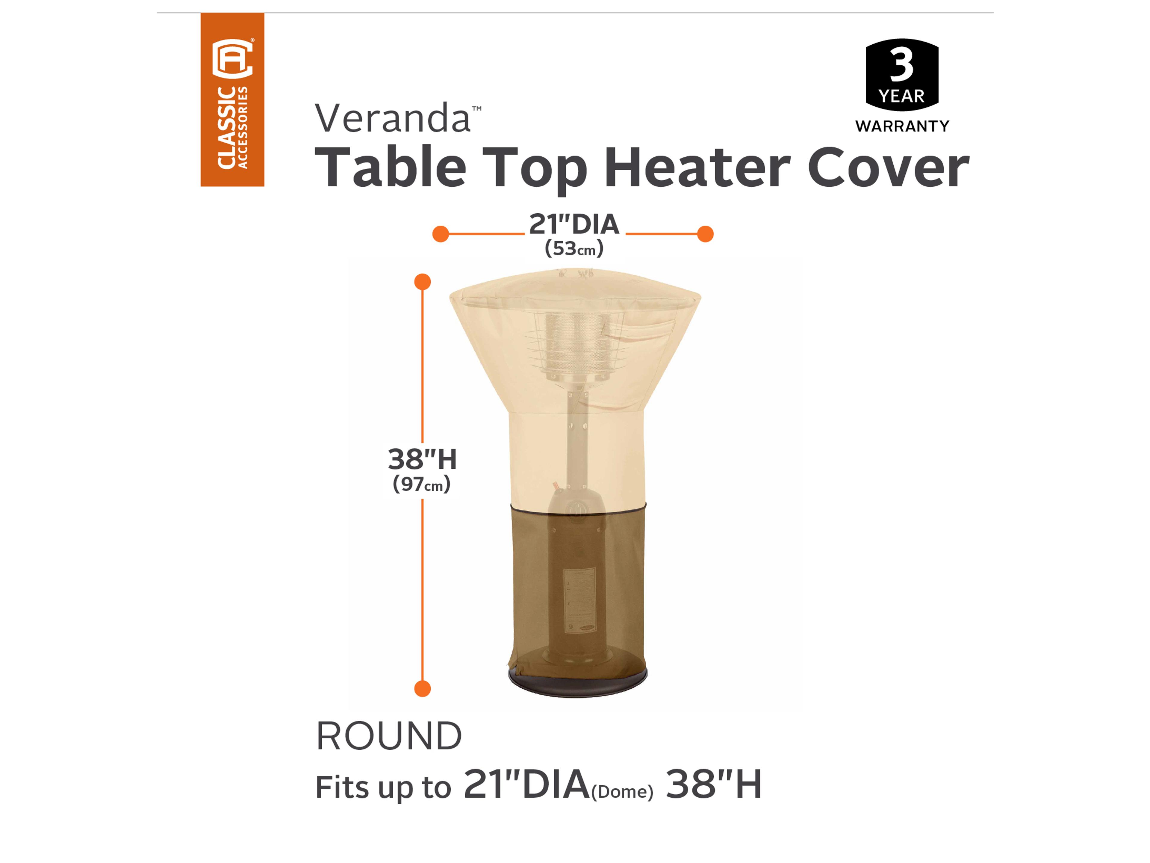 Duck Covers Veranda Pebble 21 Inch Round Table Top Heater Cover
