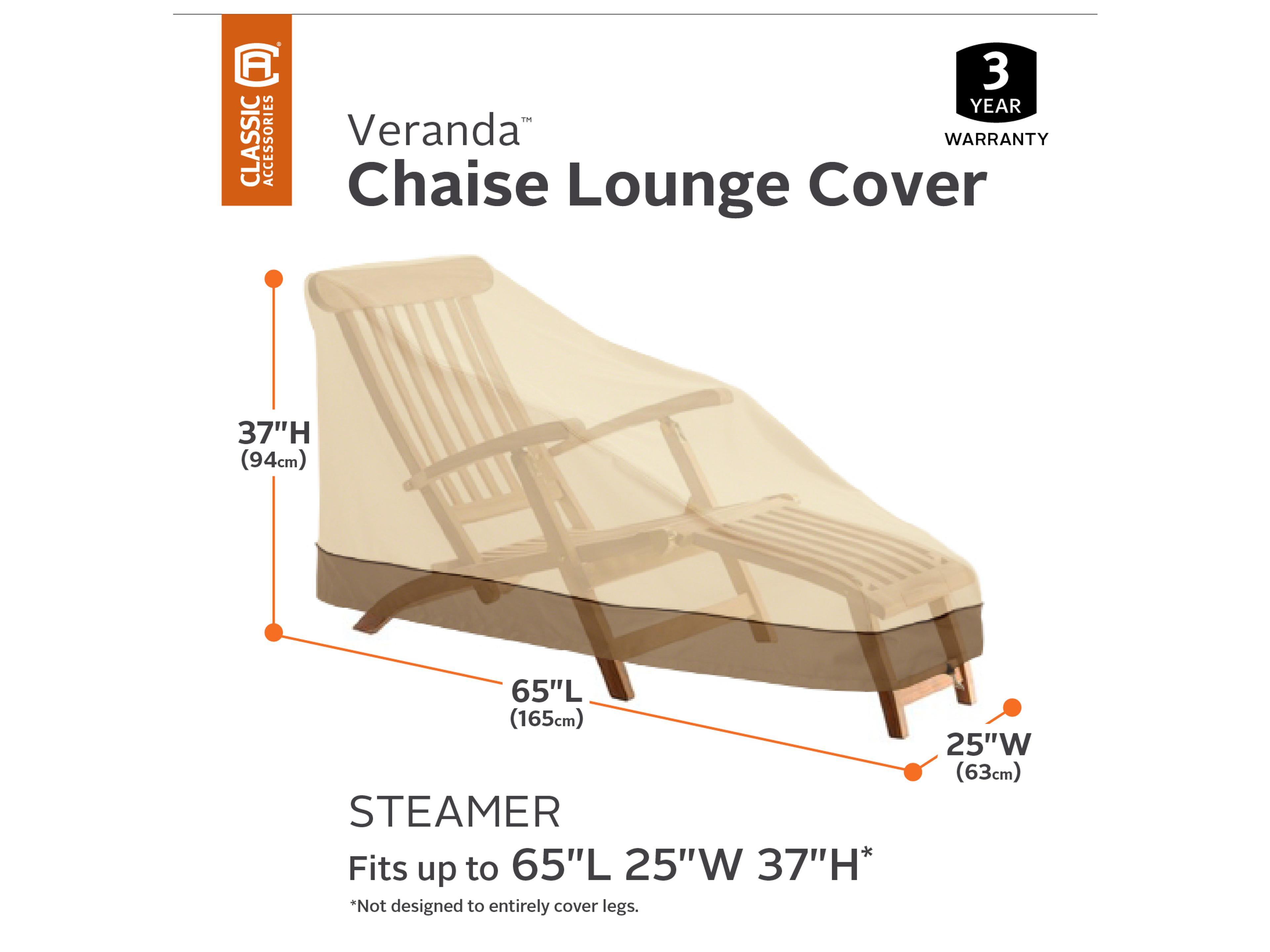 Duck Covers Veranda Pebble 65 Inch Steamer Chaise/Deck Chair Cover