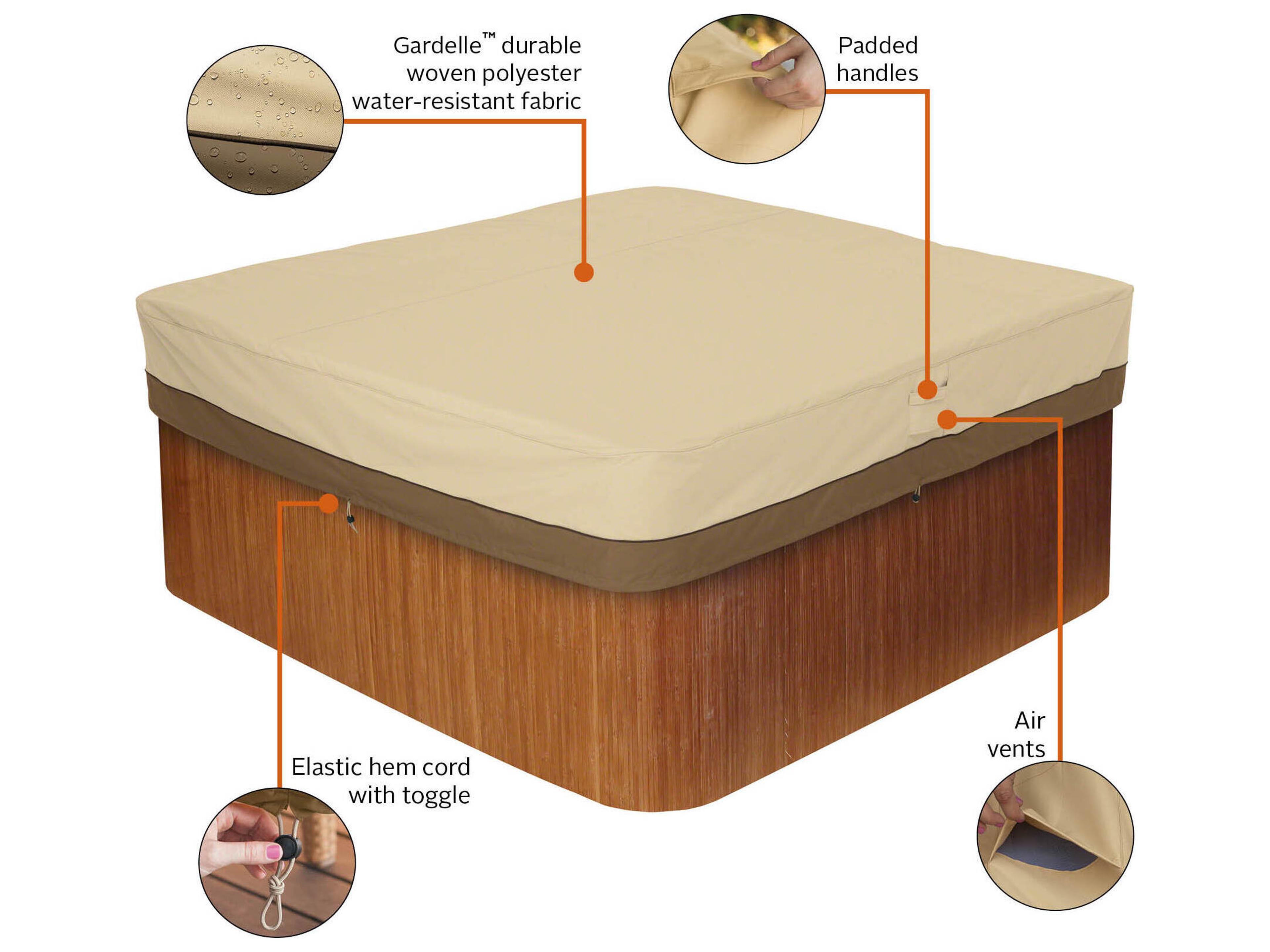Duck Covers Veranda Pebble 86 Inch Square Hot Tub Cover