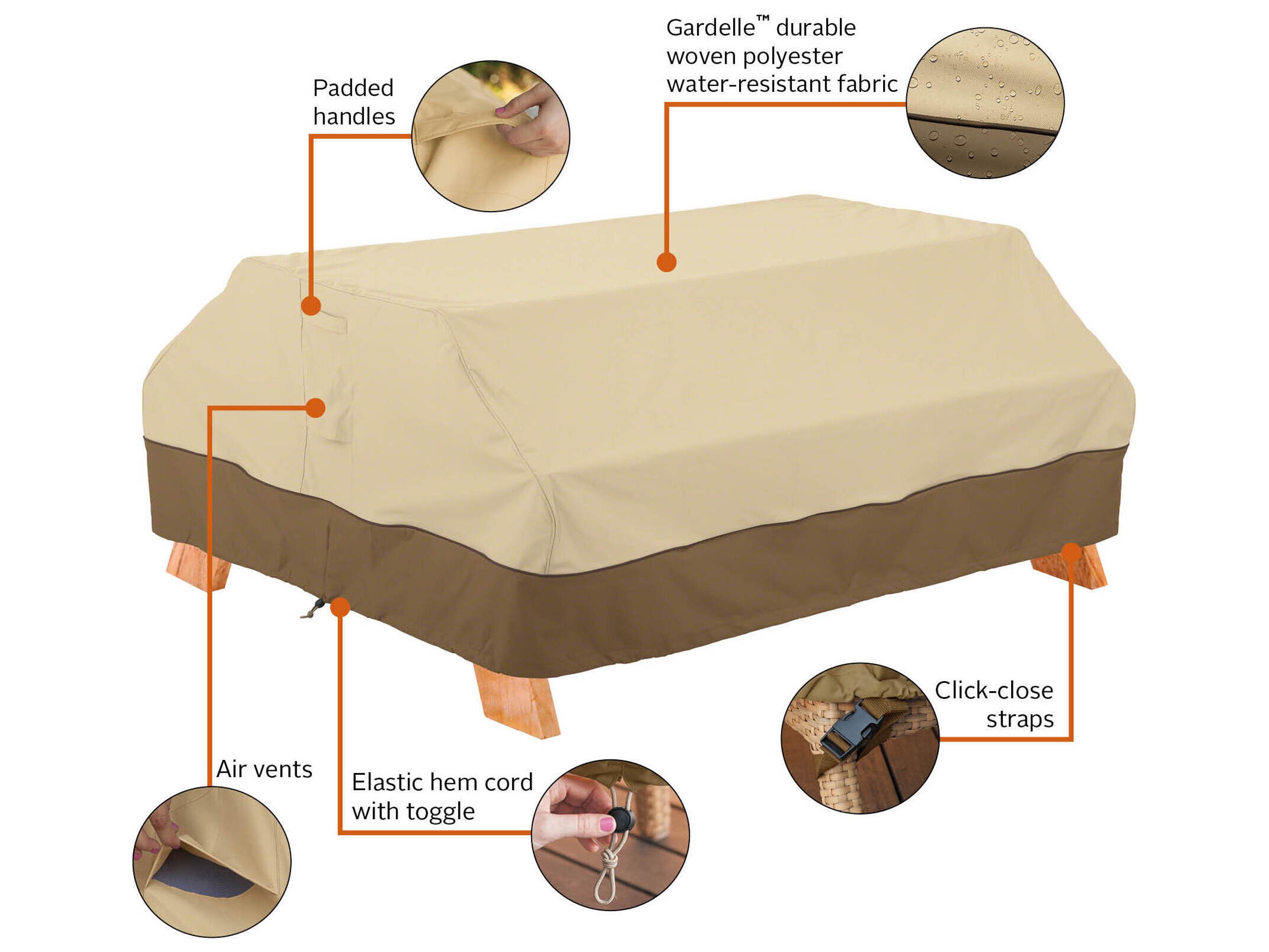 Duck Covers Veranda Pebble 74 Inch Medium Picnic Table Cover