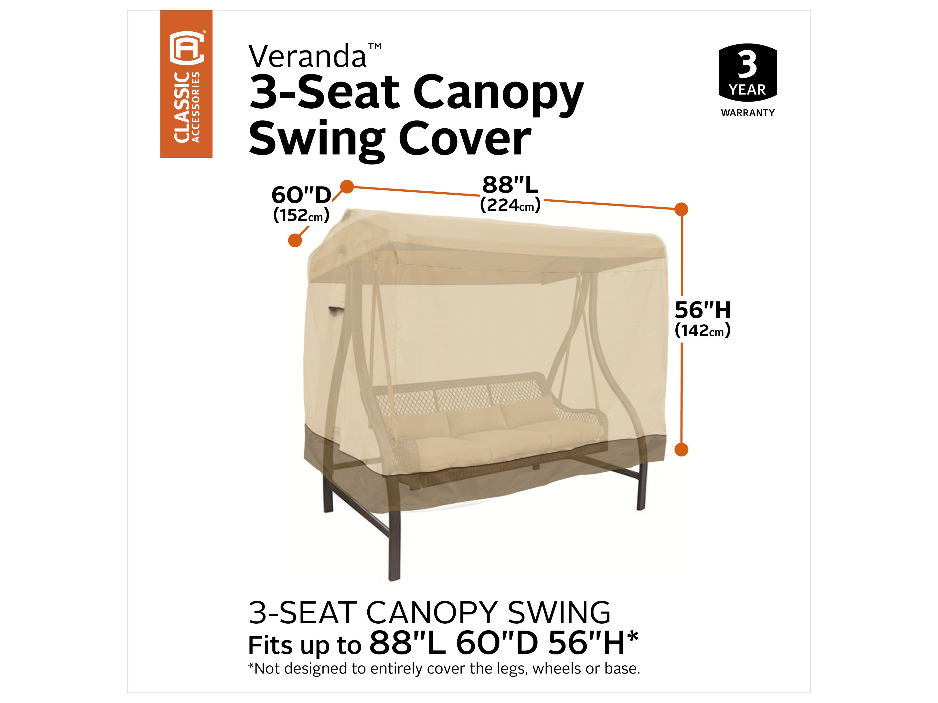 Duck Covers Veranda Pebble 88 Inch Canopy Swing Cover