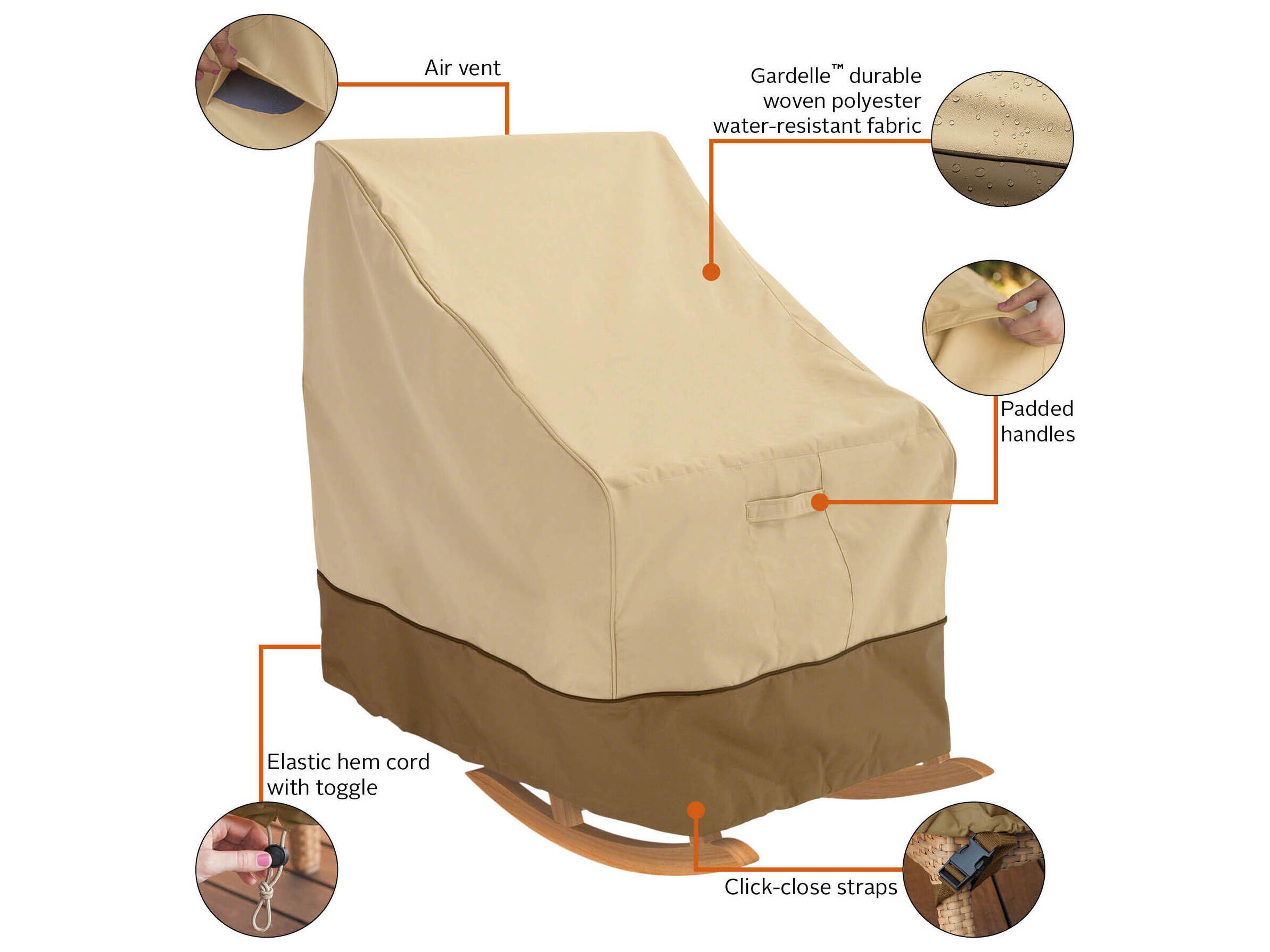 Duck Covers Veranda Pebble 32 Inch Porch Rocker Cover