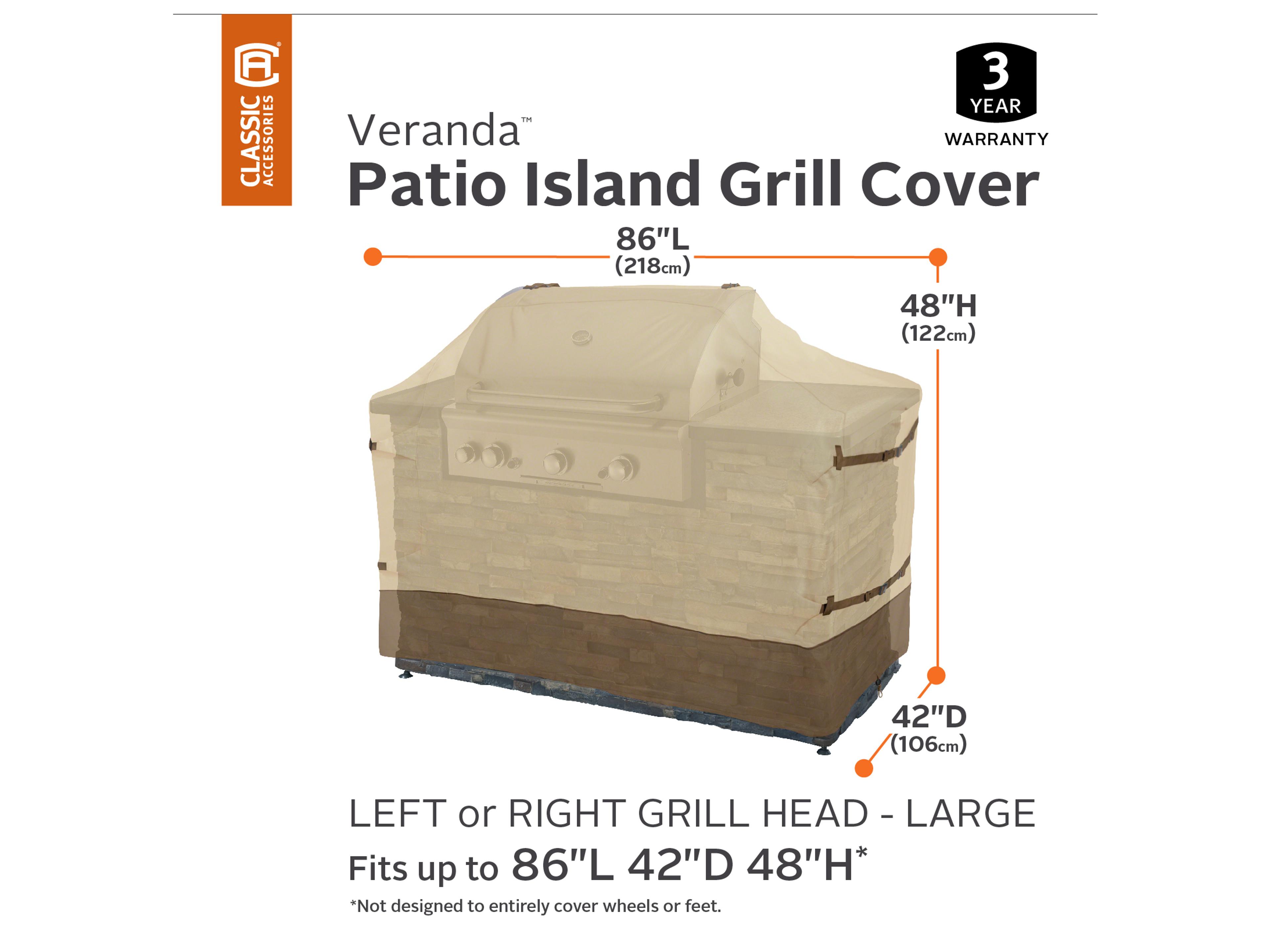 Duck Covers Veranda Pebble 86 Inch Island with Left or Right Grill Head