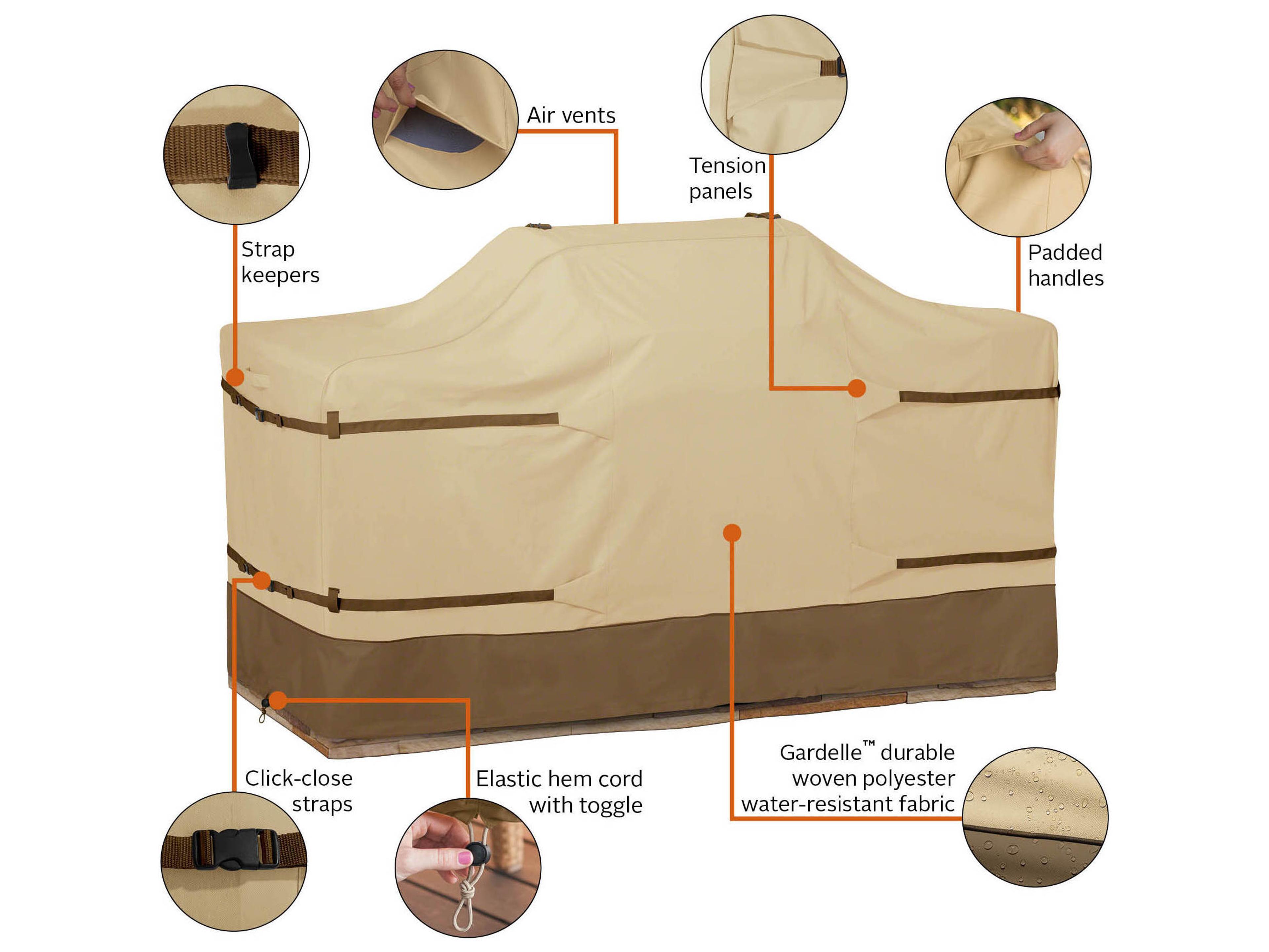 Duck Covers Veranda Pebble 98 Inch Island with Center Grill Head