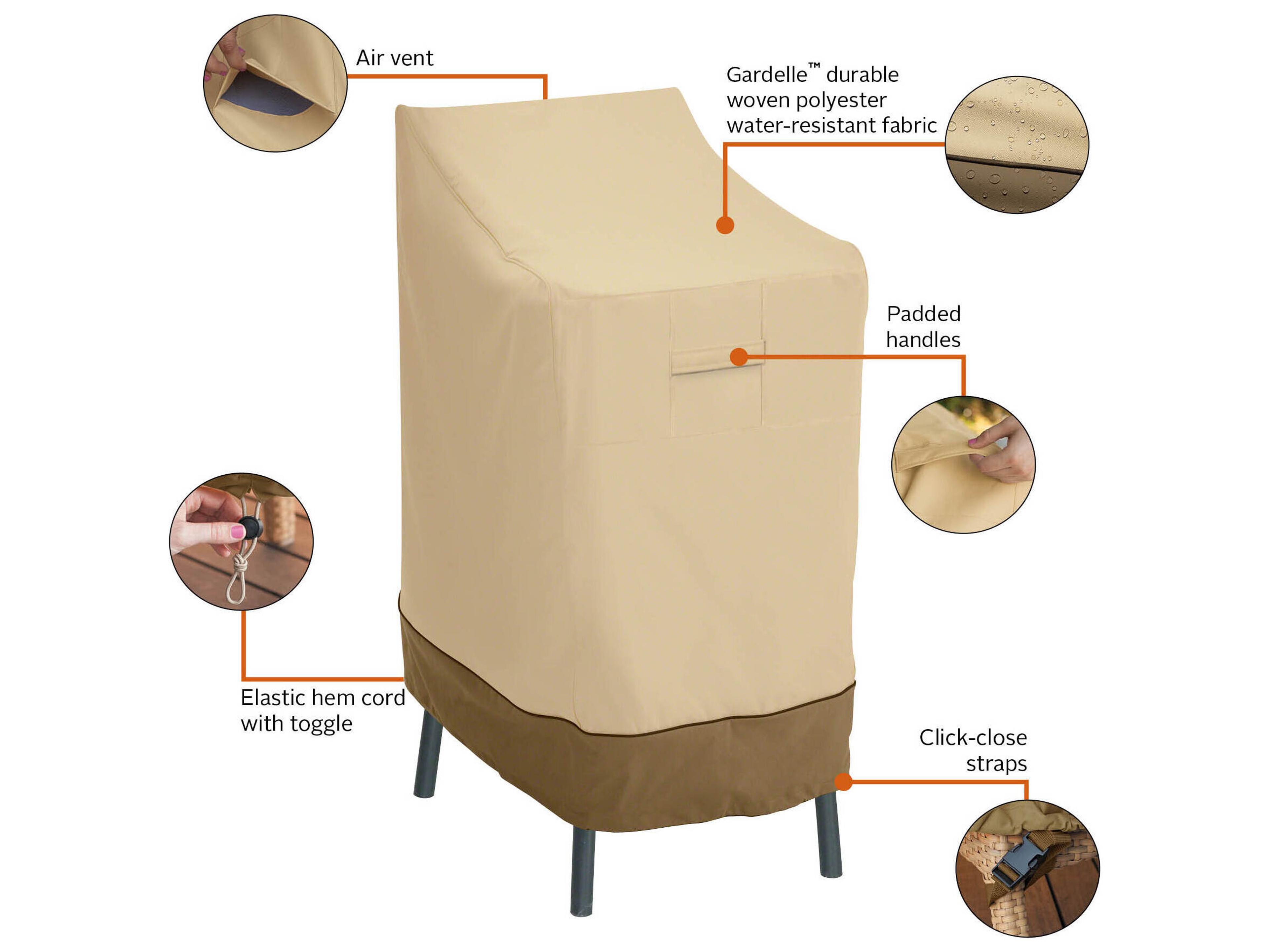 Duck Covers Veranda Pebble 26 Inch Bar Chair & Stool Cover in 4 Packs