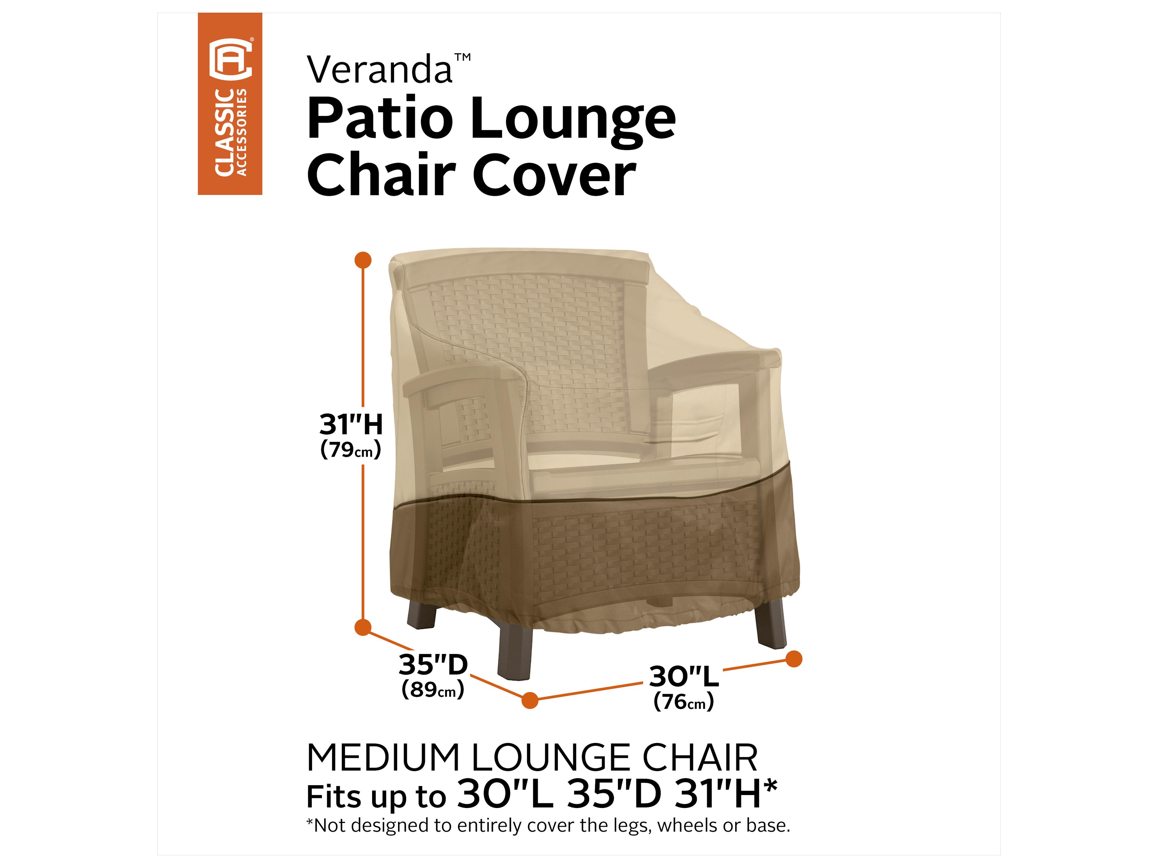 Duck Covers Veranda Pebble 37 Inch Medium Lounge Chair Cover