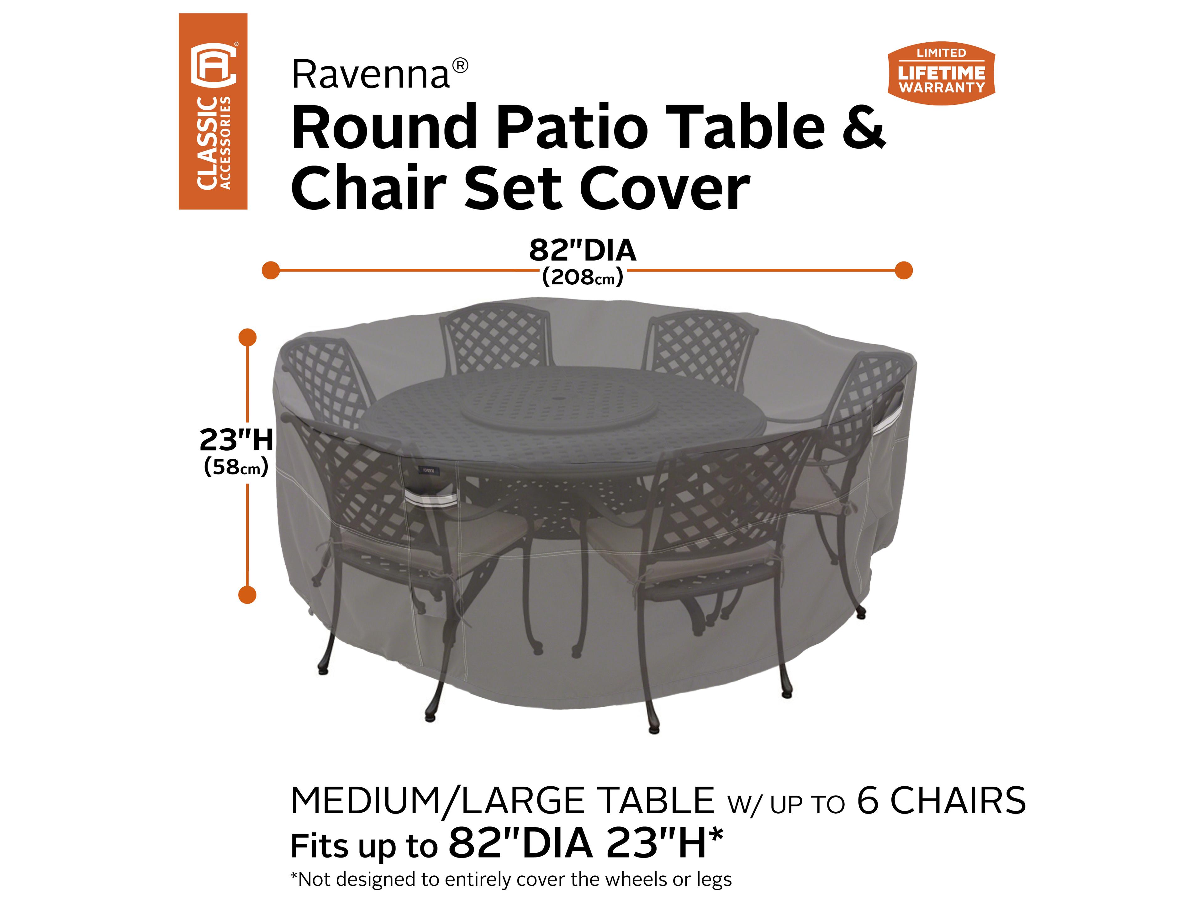 Duck Covers Ravenna Dark Taupe 82 Inch Round Patio Table & Chair Set Cover