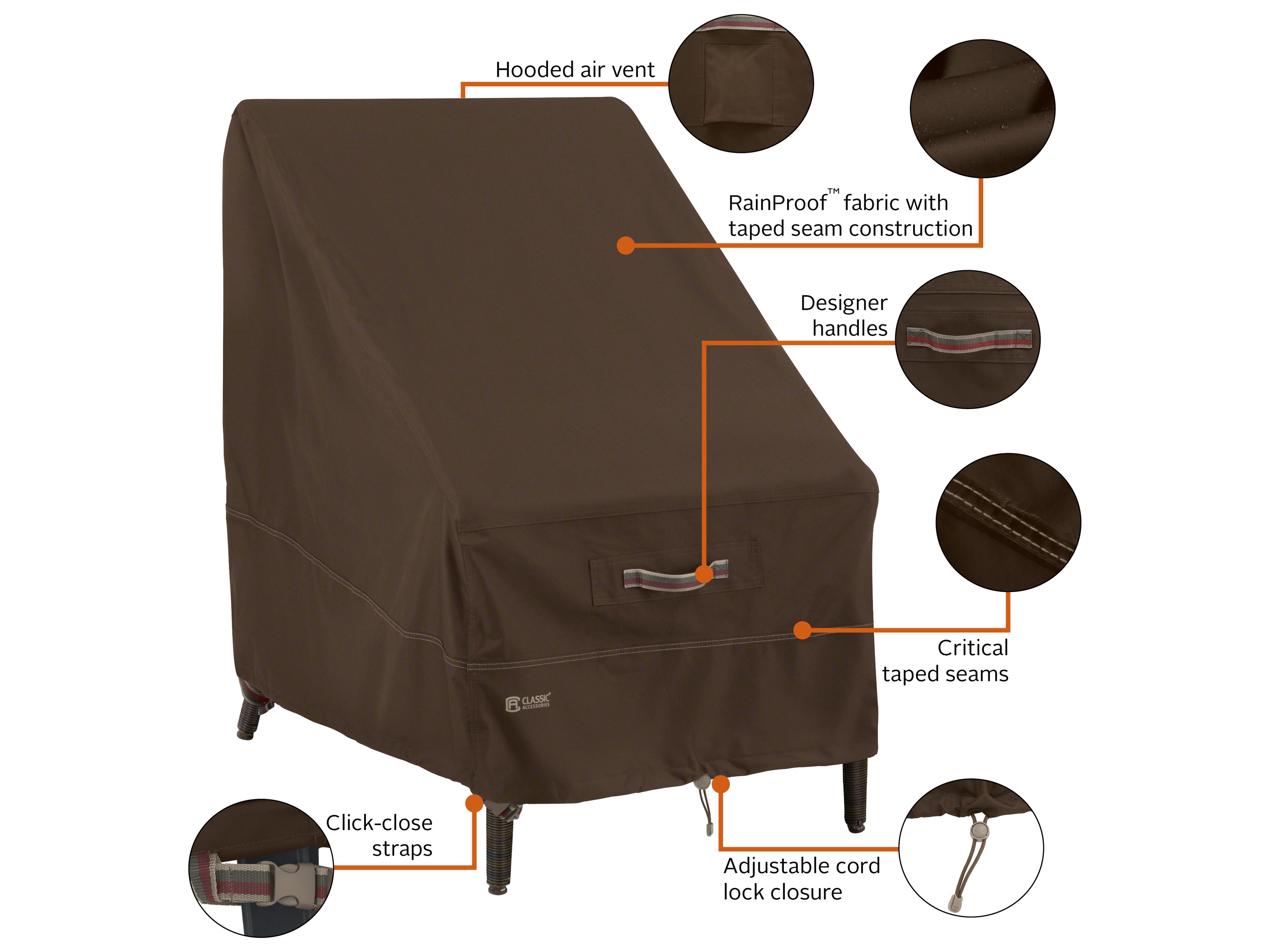 Duck Covers Madrona Dark Cocoa 35 Inch High Back Patio Chair Cover